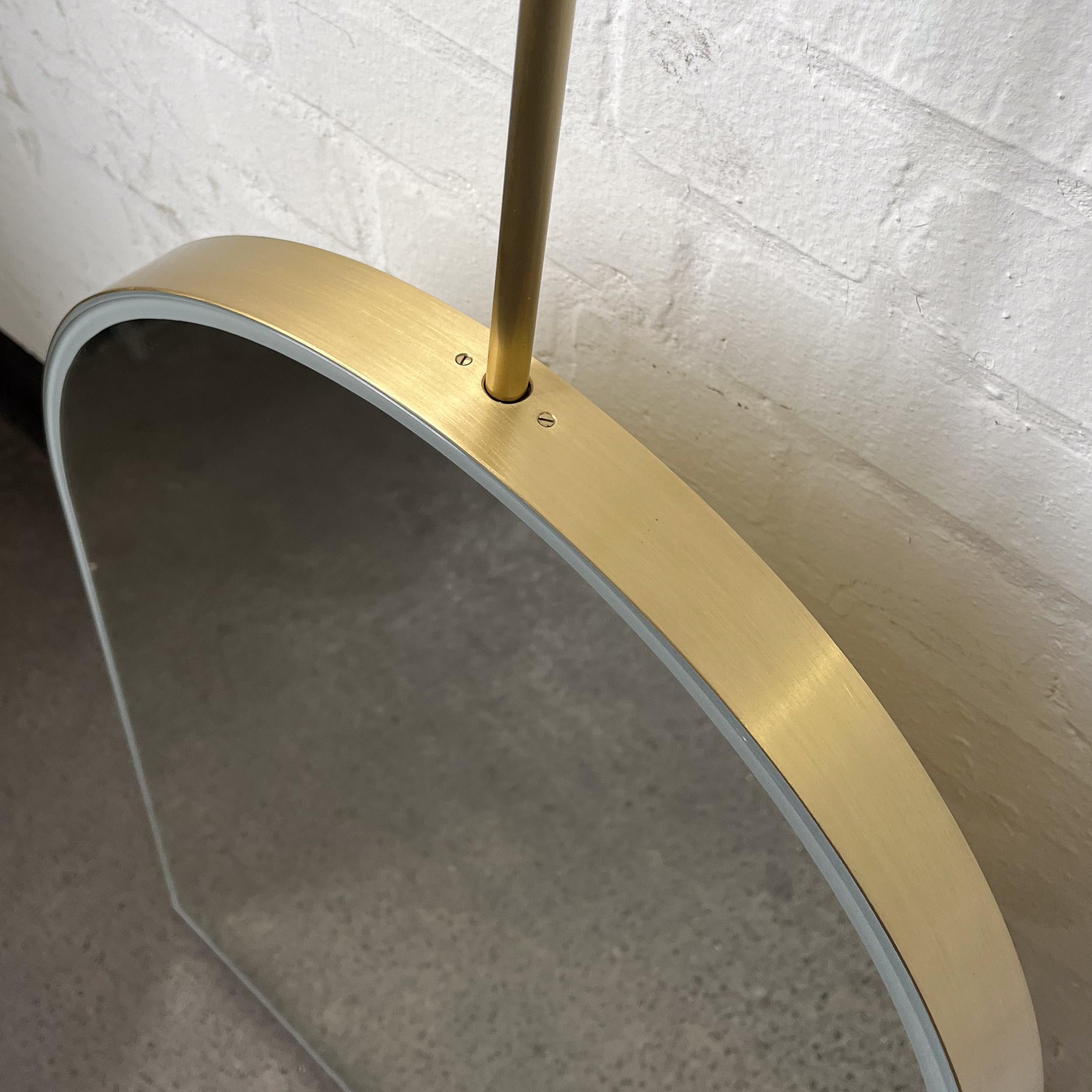 Arcus Illuminated Ceiling Suspended Arched Contemporary Mirror with Brass Frame For Sale 1