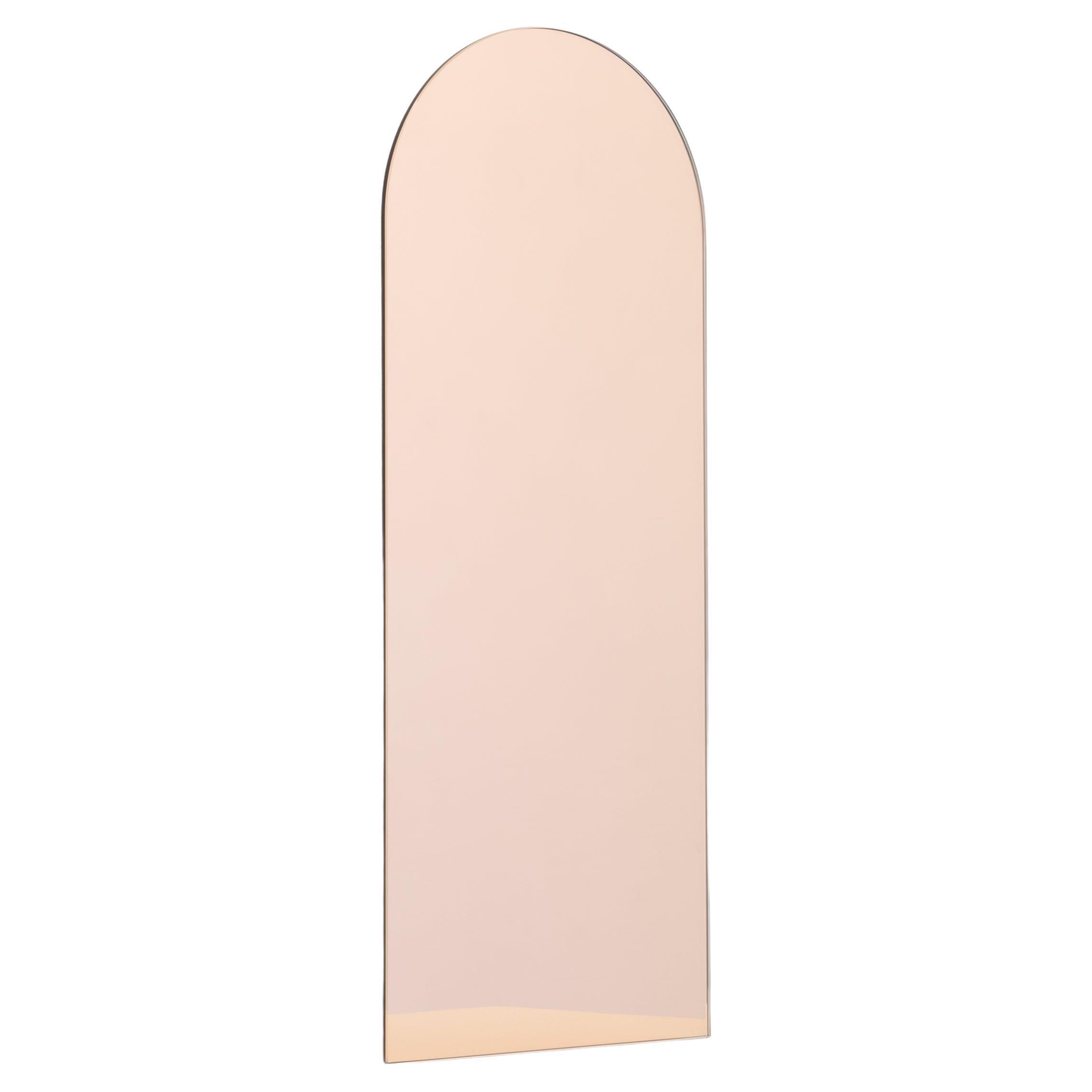 Arcus Rose Gold Arched Frameless Minimalist Customisable Mirror, Small For Sale
