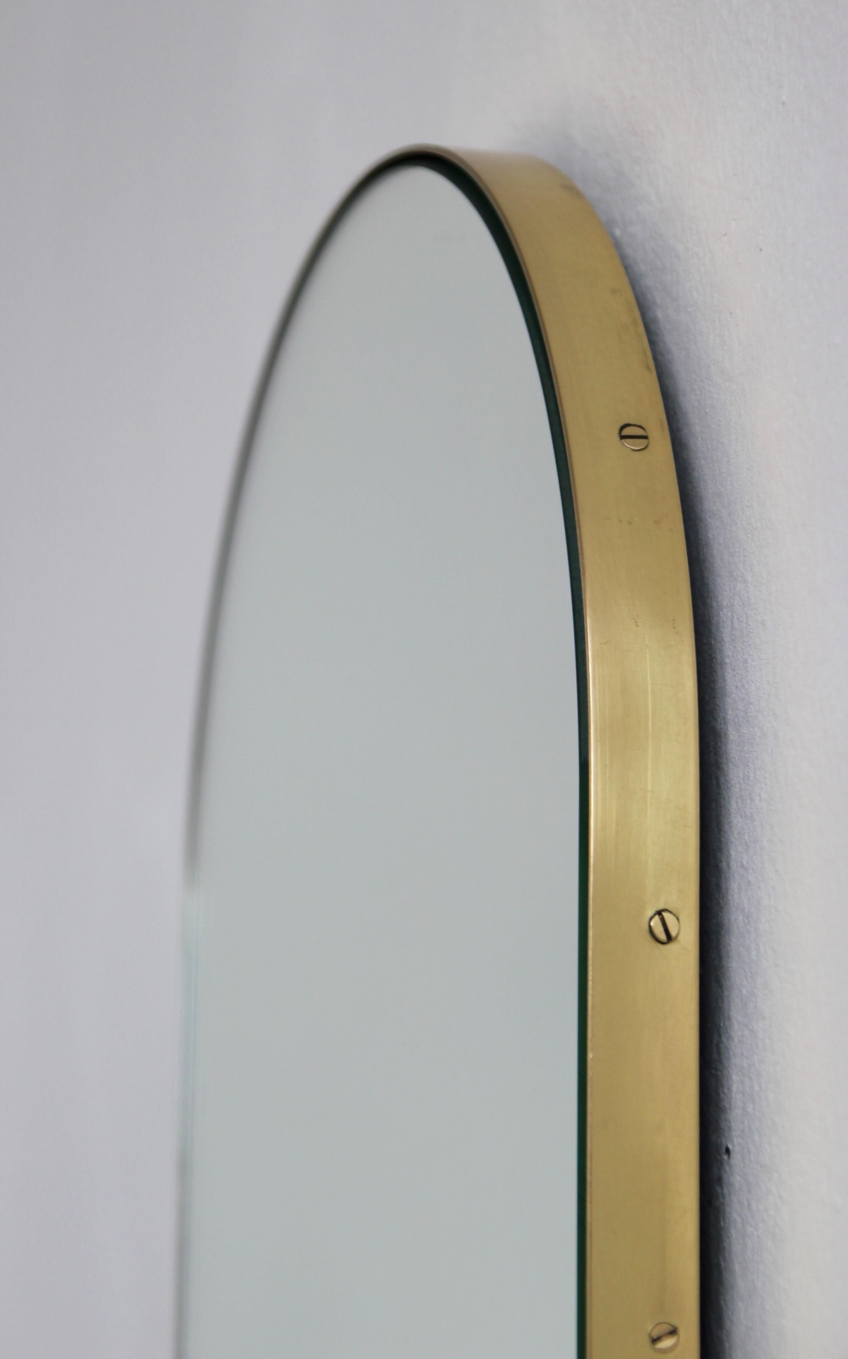 British Arcus Arch shaped Art Deco Modern Wall Mirror with Brass Frame, Medium For Sale