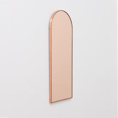 Arcus Arch shaped Rose Gold Contemporary Mirror with a Copper Frame, Medium