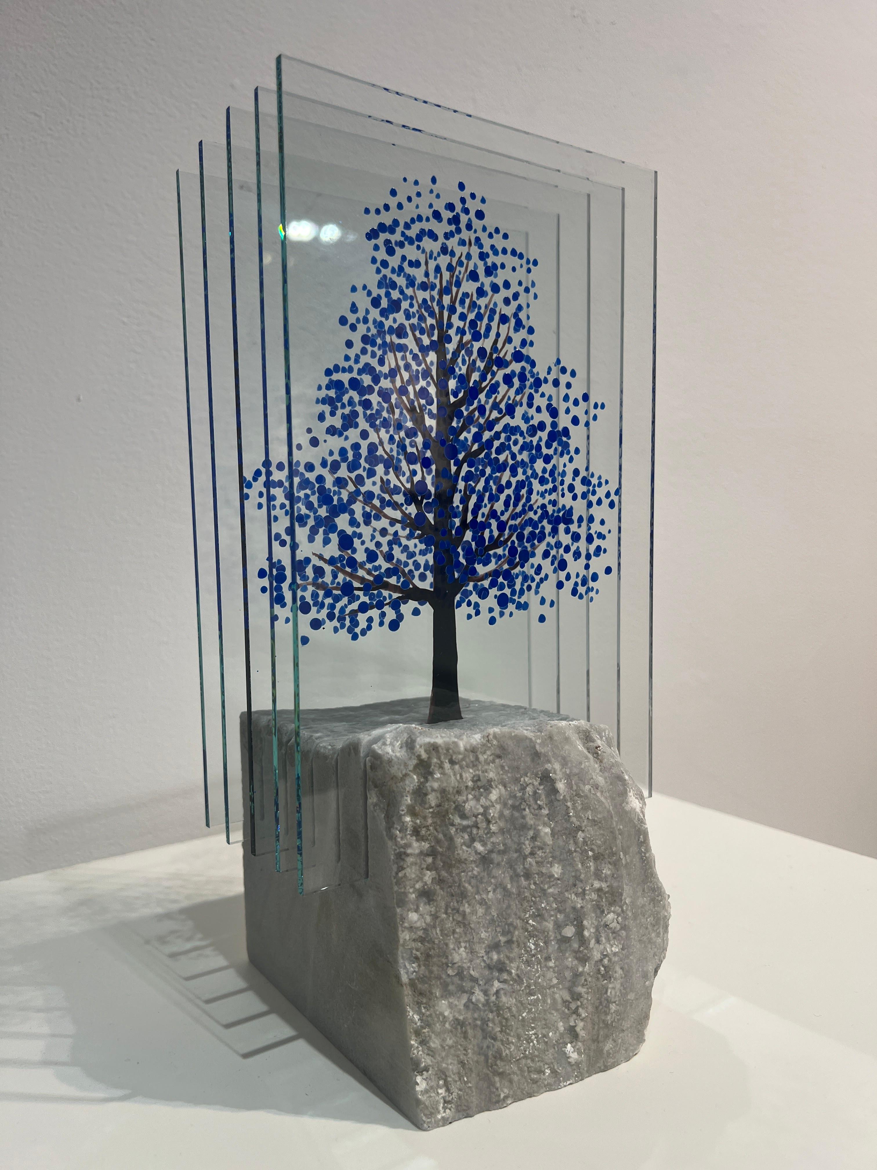 Marble Blue Pine Tree - Sculpture by Ardan Özmenoğlu