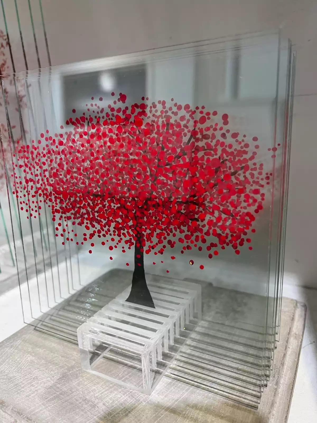 Red Tree on a Stand - Abstract Sculpture by Ardan Özmenoğlu