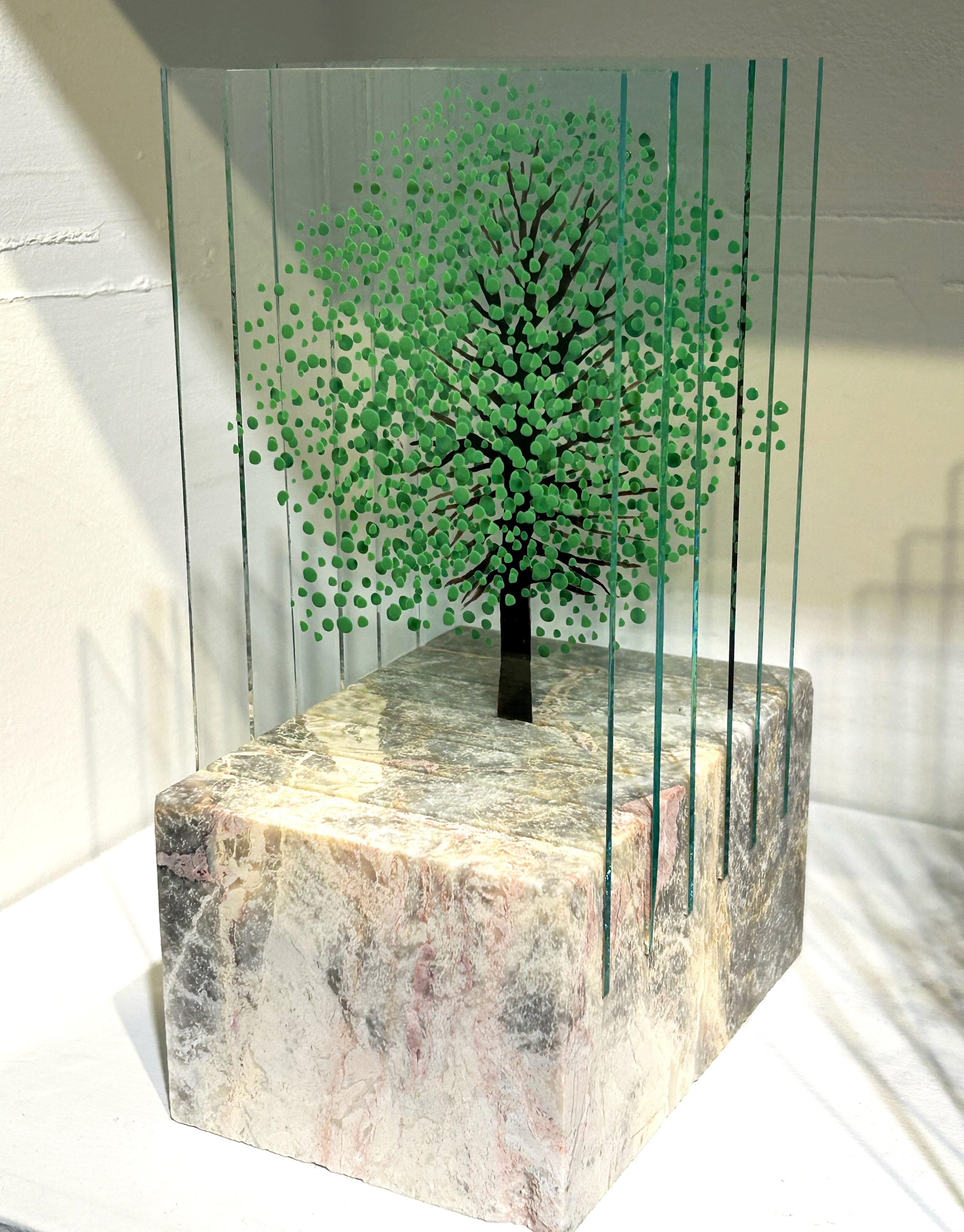 Nail polish on glass, marble base
