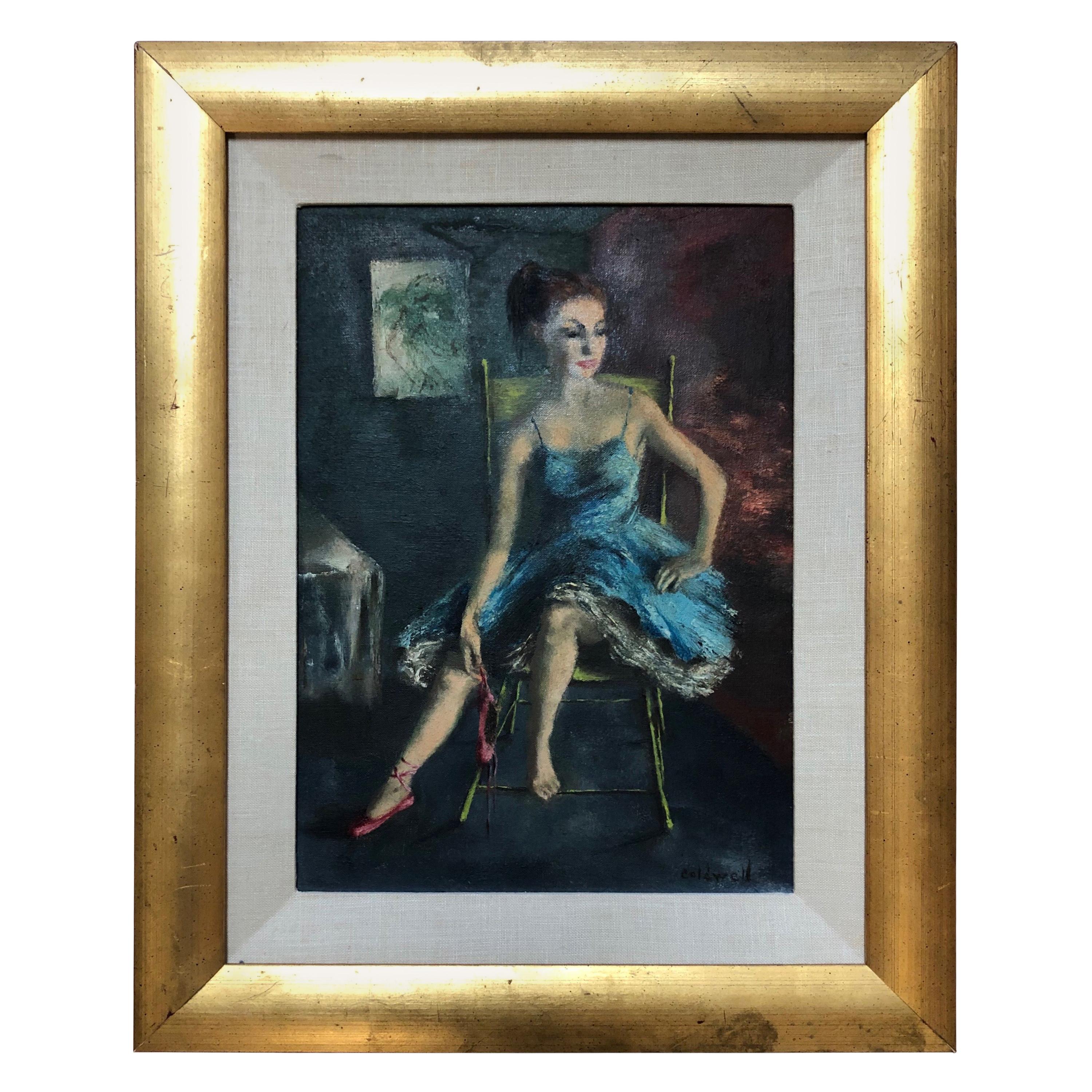 Ardath Coldwell "Red Shoes" Original Oil Painting, circa 1960s For Sale