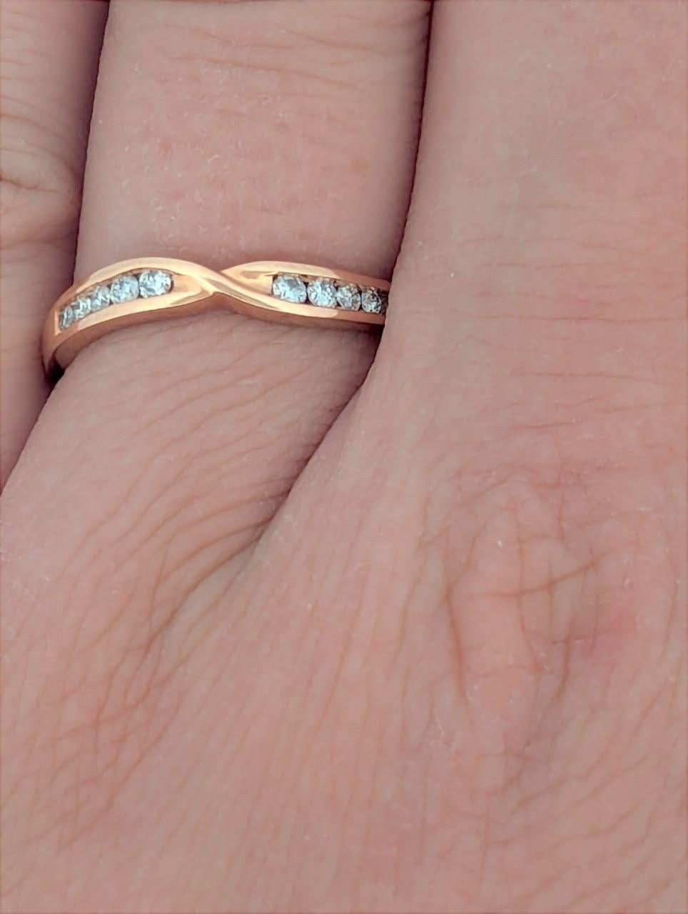 Arden  10K Rose Gold Diamond Ring, 0.18 CTW, Dainty Stacking Ring, Size 7.25 In New Condition For Sale In Greeneville, TN