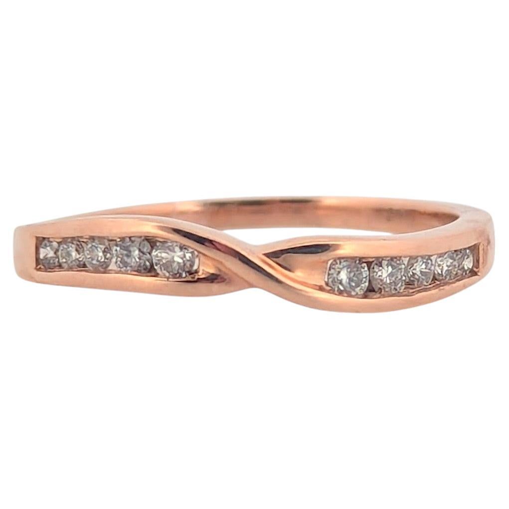 Arden  Anillo de diamantes de oro rosa de 10 quilates, 0,18 quilates, delicado anillo apilado, tamaño 7,25