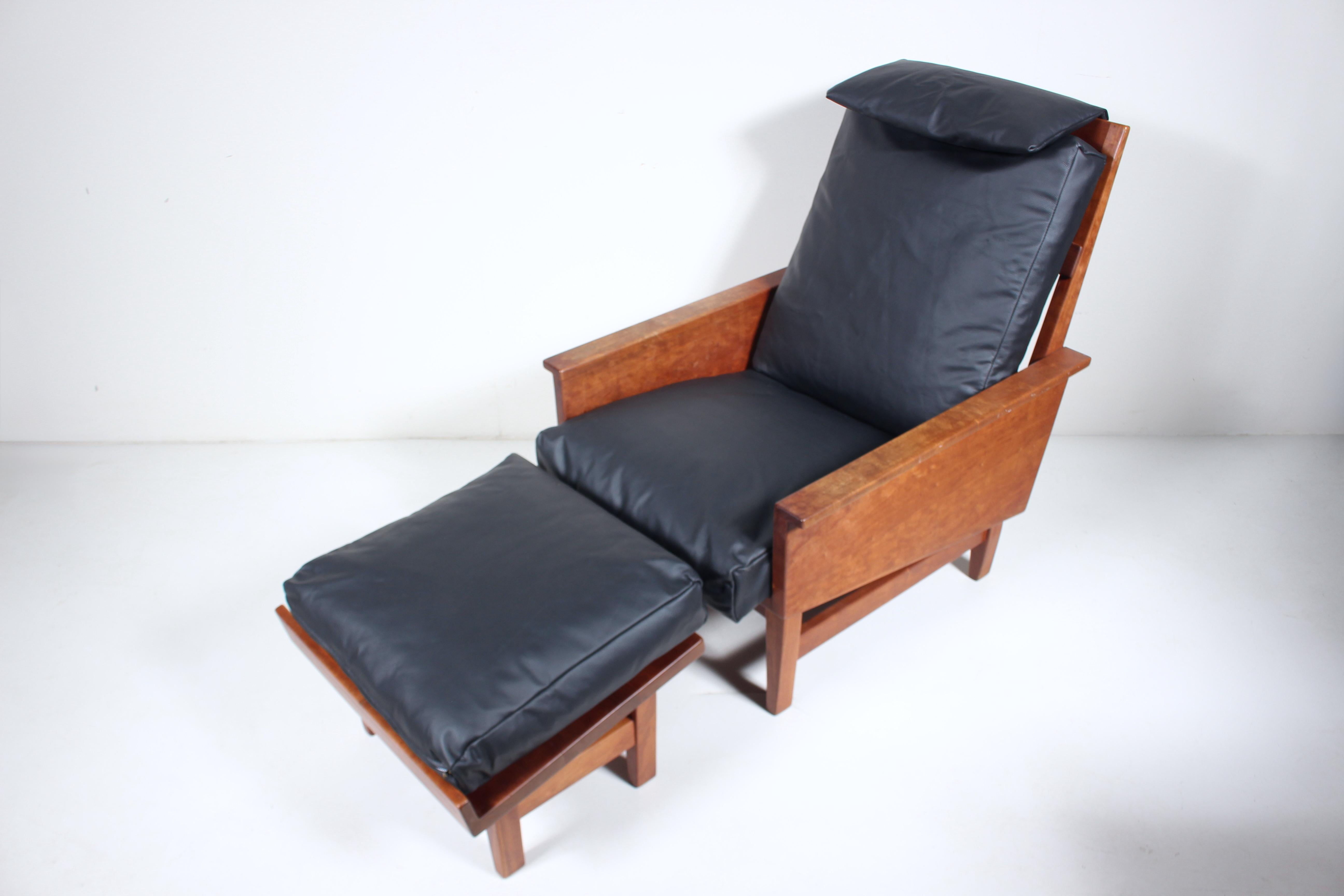 Ensemble chaise longue et pouf à dossier haut et coussiné Arden Riddle, 1969 Bon état - En vente à Bainbridge, NY