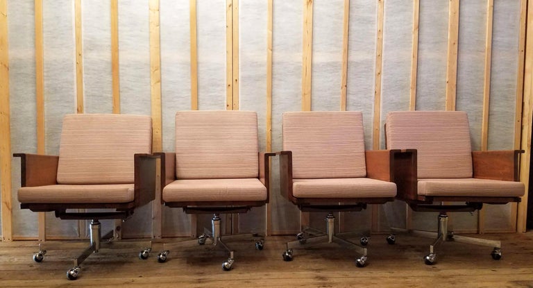 Arden Riddle Rolling Swivel Walnut Studio Craft Armchair, 1973 For Sale ...