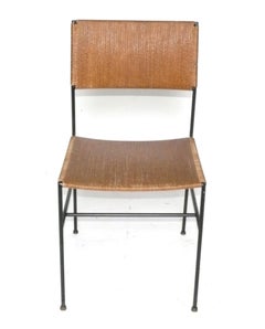 Arden Riddle Iron and Woven Papercord Chair Mid Century Modern Desk Chair