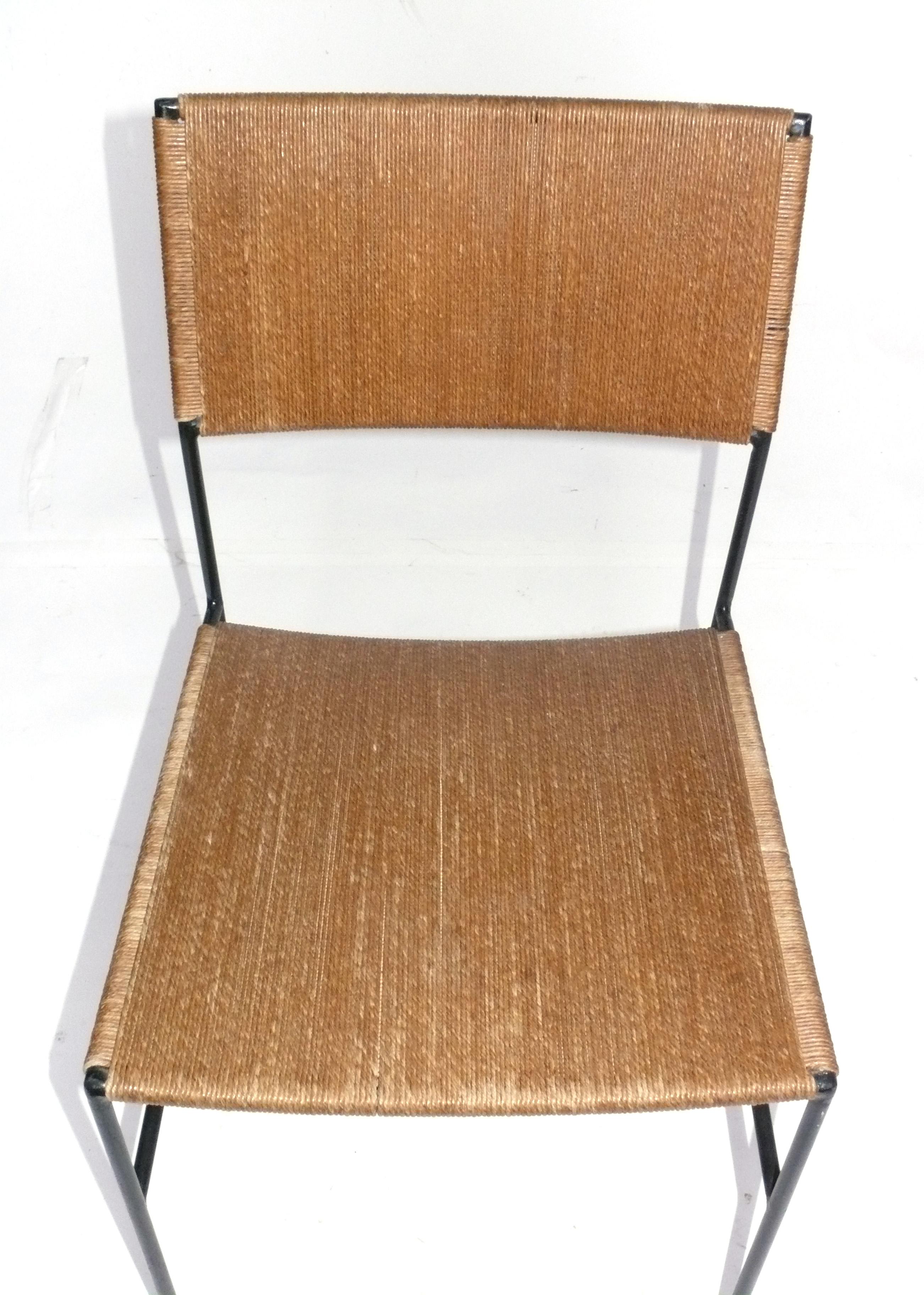 Arden Riddle Eisen und gewebt Papierkordel Stuhl Mid Century Modern Schreibtischstuhl im Zustand „Gut“ im Angebot in Atlanta, GA