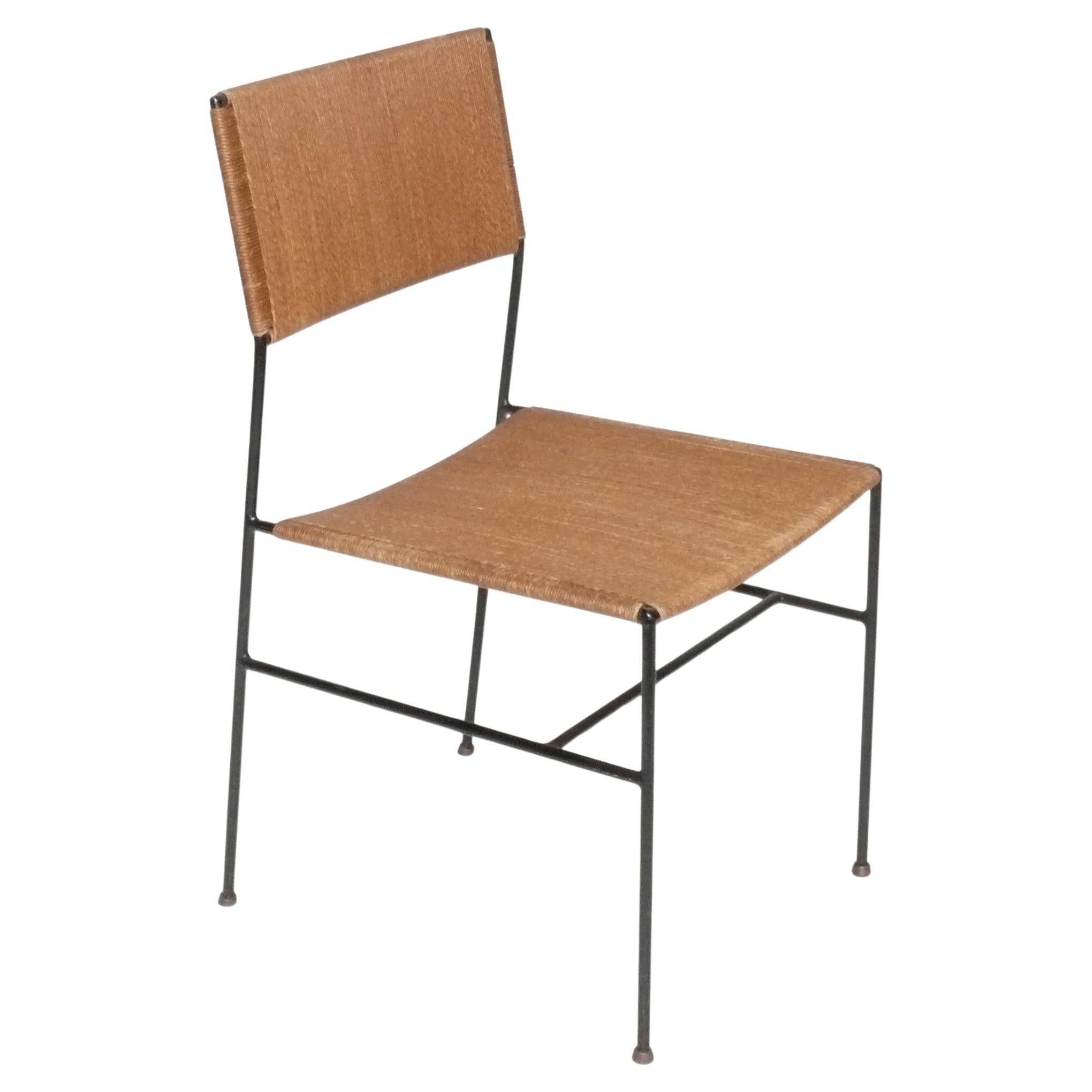 Arden Riddle Eisen und gewebt Papierkordel Stuhl Mid Century Modern Schreibtischstuhl im Angebot