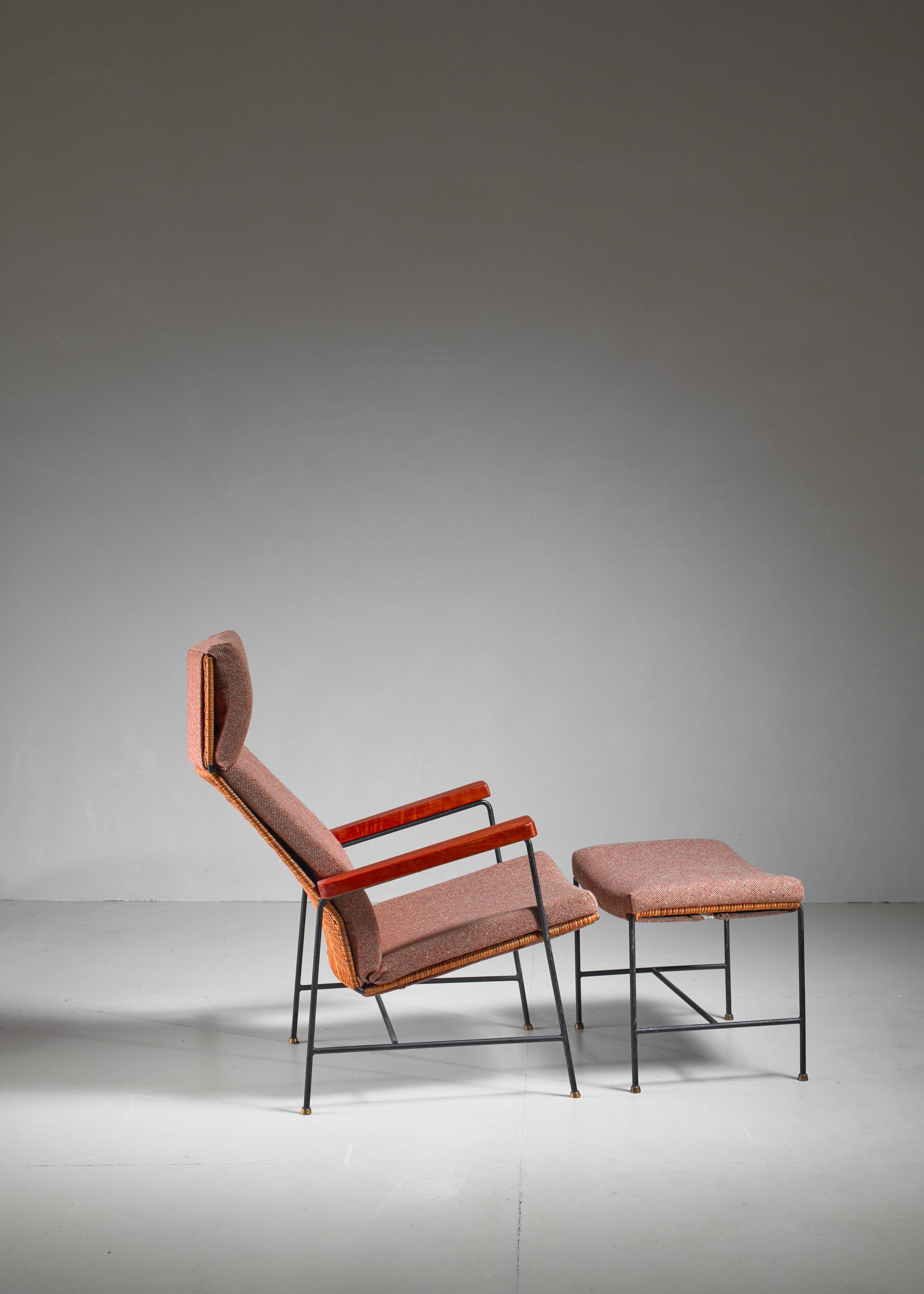 American Arden Riddle Lounge Chair with Ottoman, US, 1960s For Sale
