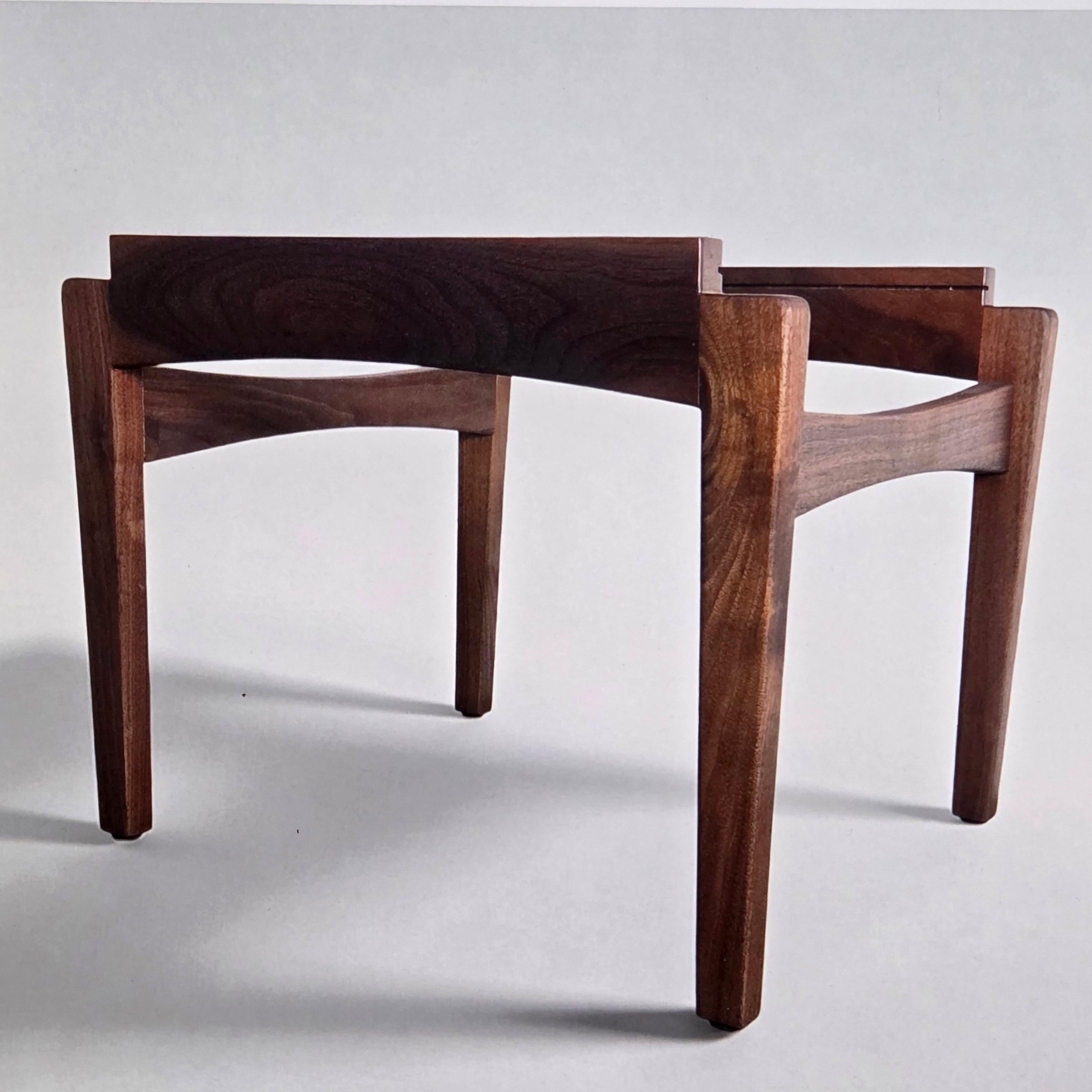 Arden Riddle Studio Craft End Table Black Walnut Italian Travertine Top 1999 For Sale 5