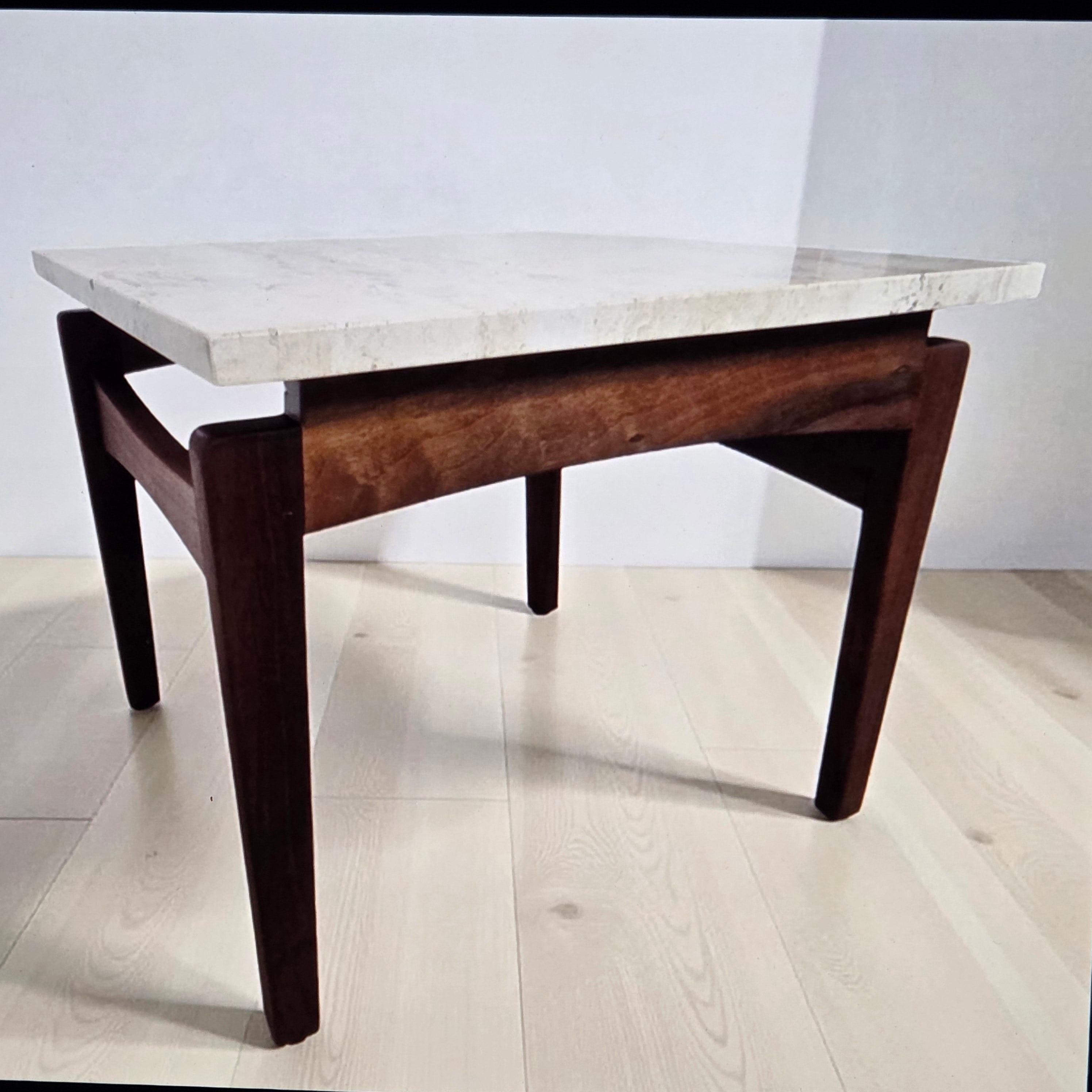 Arden Riddle Studio Craft End Table Black Walnut Italian Travertine Top 1999 For Sale 6