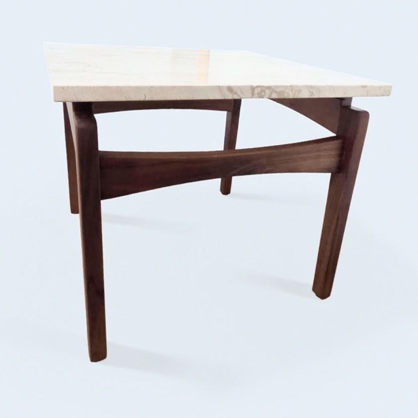 Arden Riddle Studio Craft End Table Black Walnut Italian Travertine Top 1999 For Sale 7