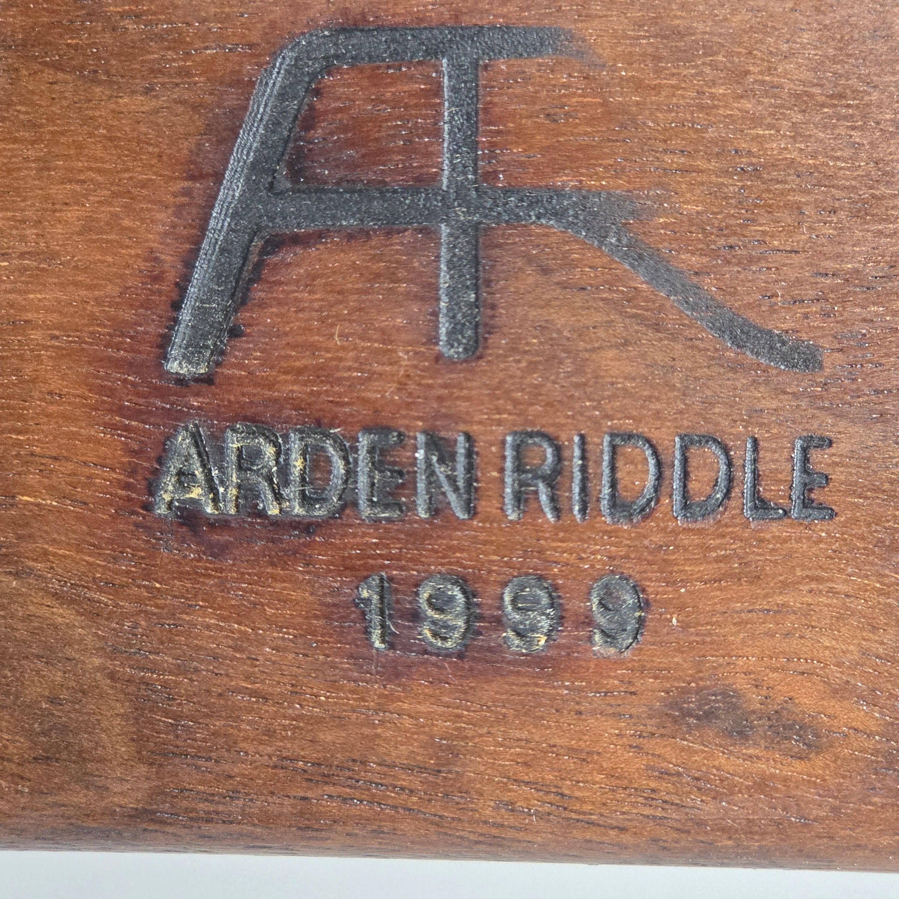 Arden Riddle Studio Craft End Table Black Walnut Italian Travertine Top 1999 For Sale 11