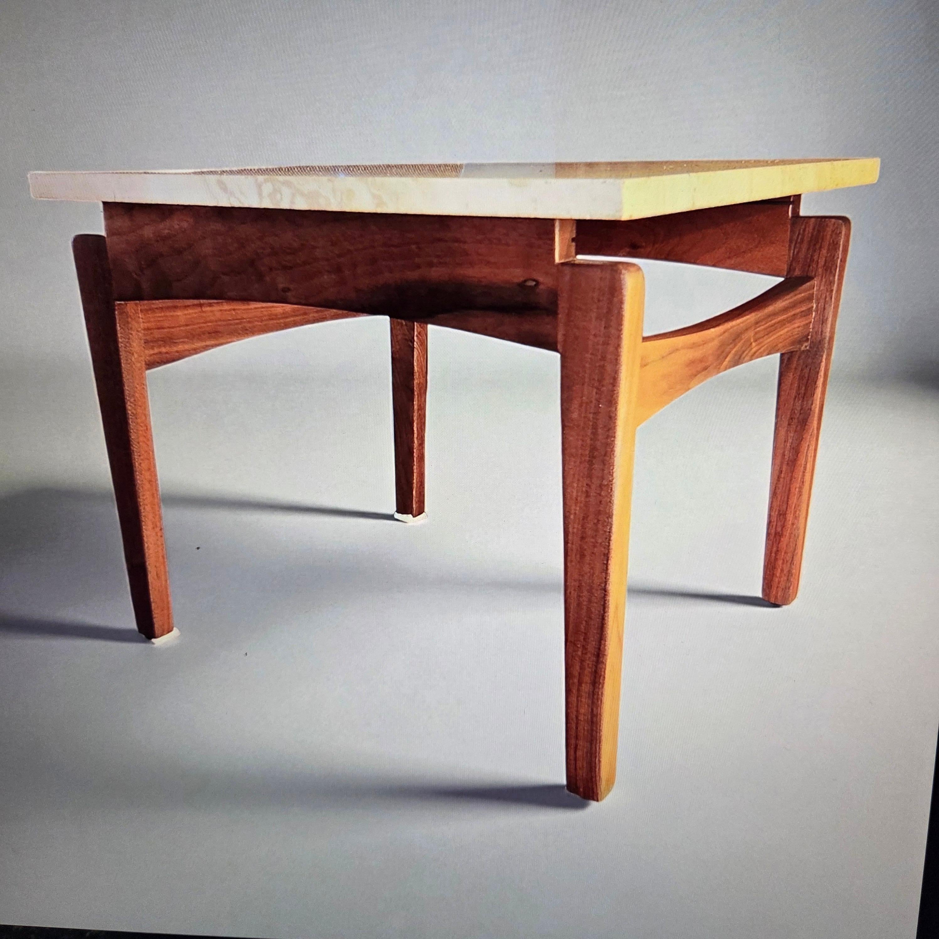 20th Century Arden Riddle Studio Craft End Table Black Walnut Italian Travertine Top 1999 For Sale