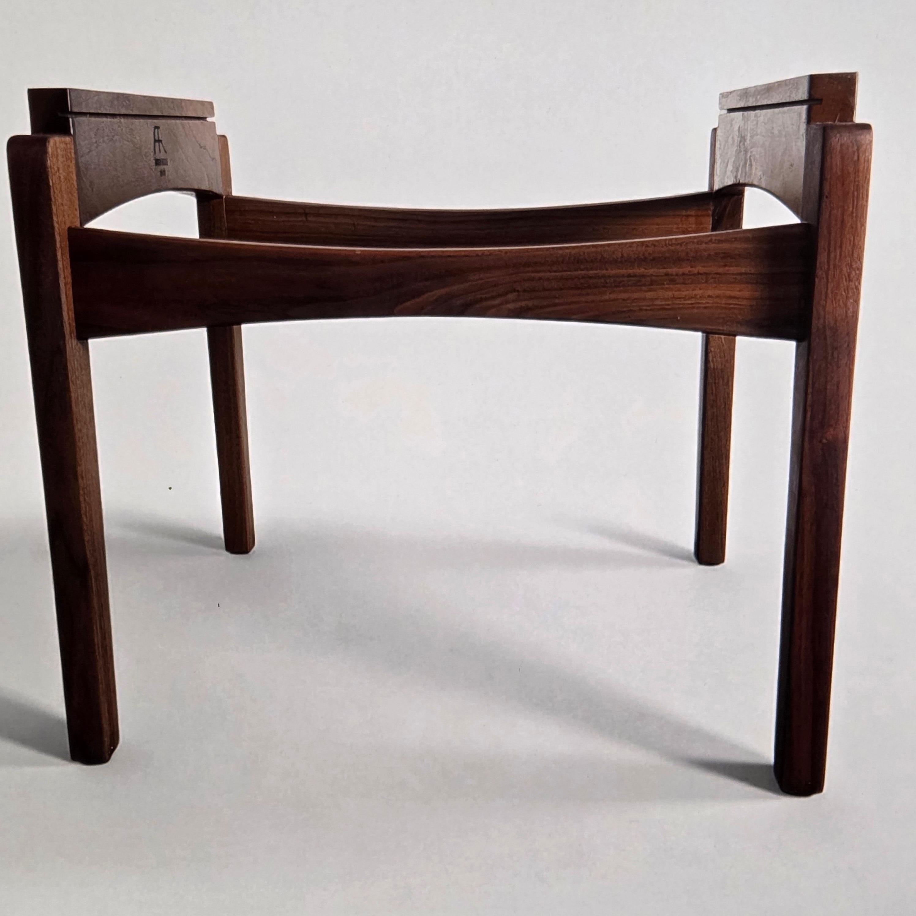 Arden Riddle Studio Craft End Table Black Walnut Italian Travertine Top 1999 For Sale 3
