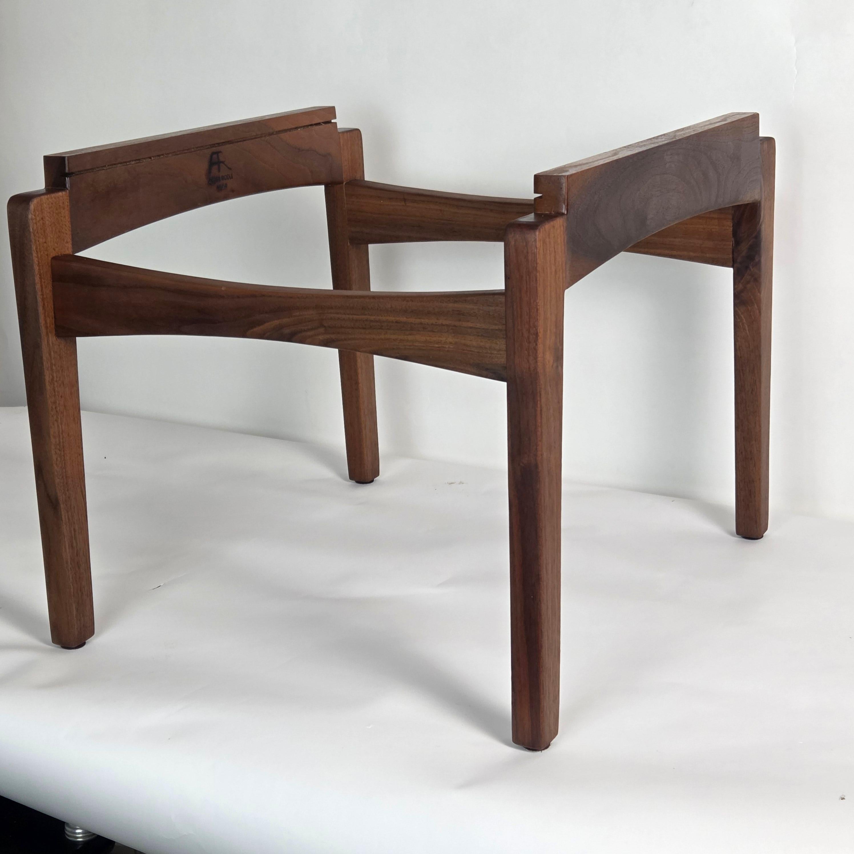 Arden Riddle Studio Craft End Table Black Walnut Italian Travertine Top 1999 For Sale 1