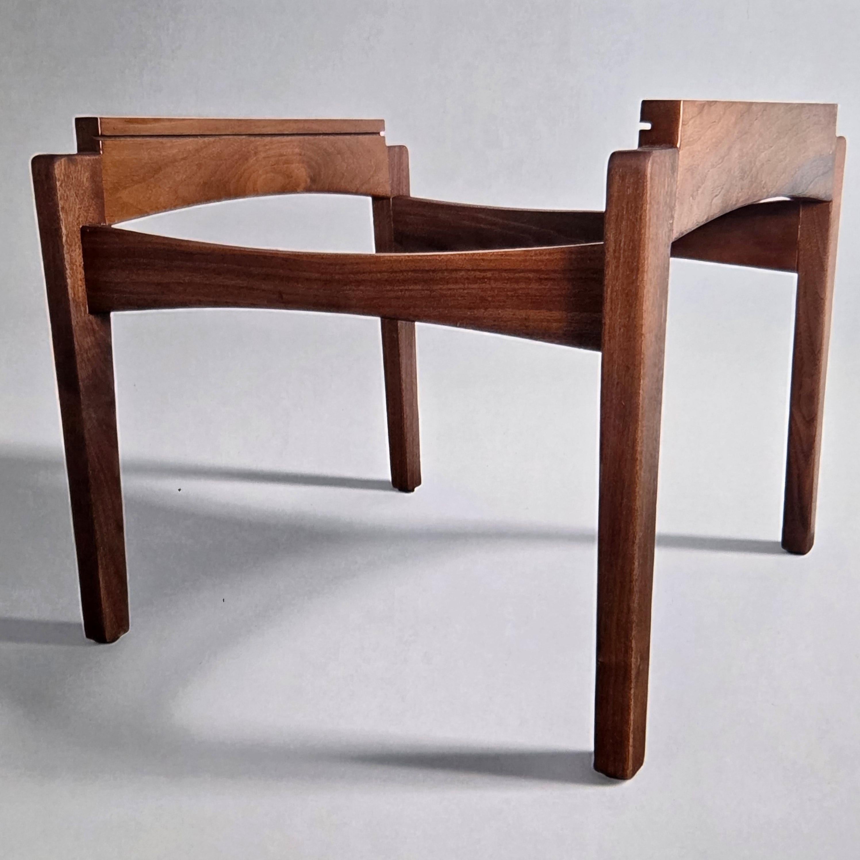 Arden Riddle Studio Craft End Table Black Walnut Italian Travertine Top 1999 For Sale 4