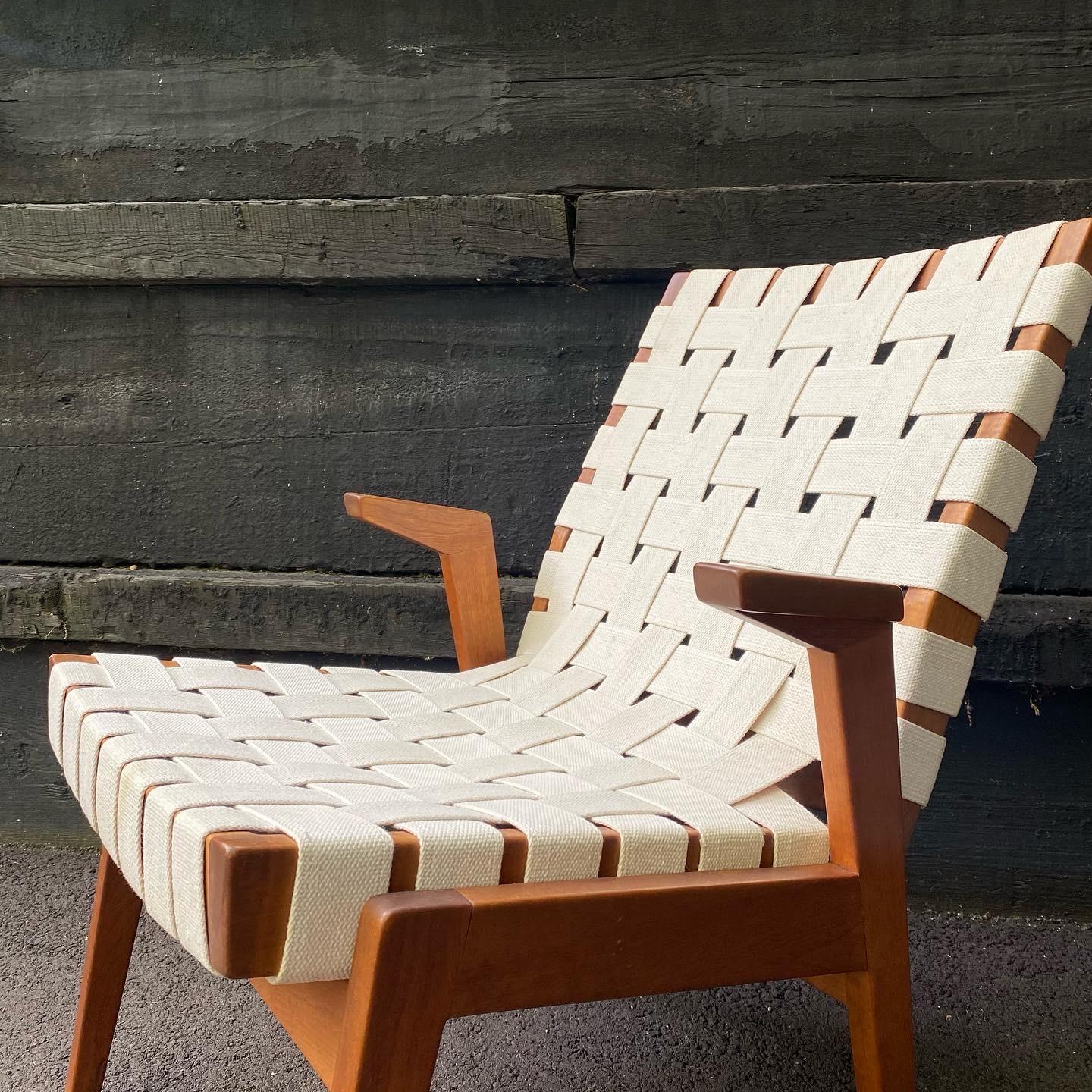 Arden Riddle Studio Craft Solid Cherry Lounge Chair with White Webbing ...