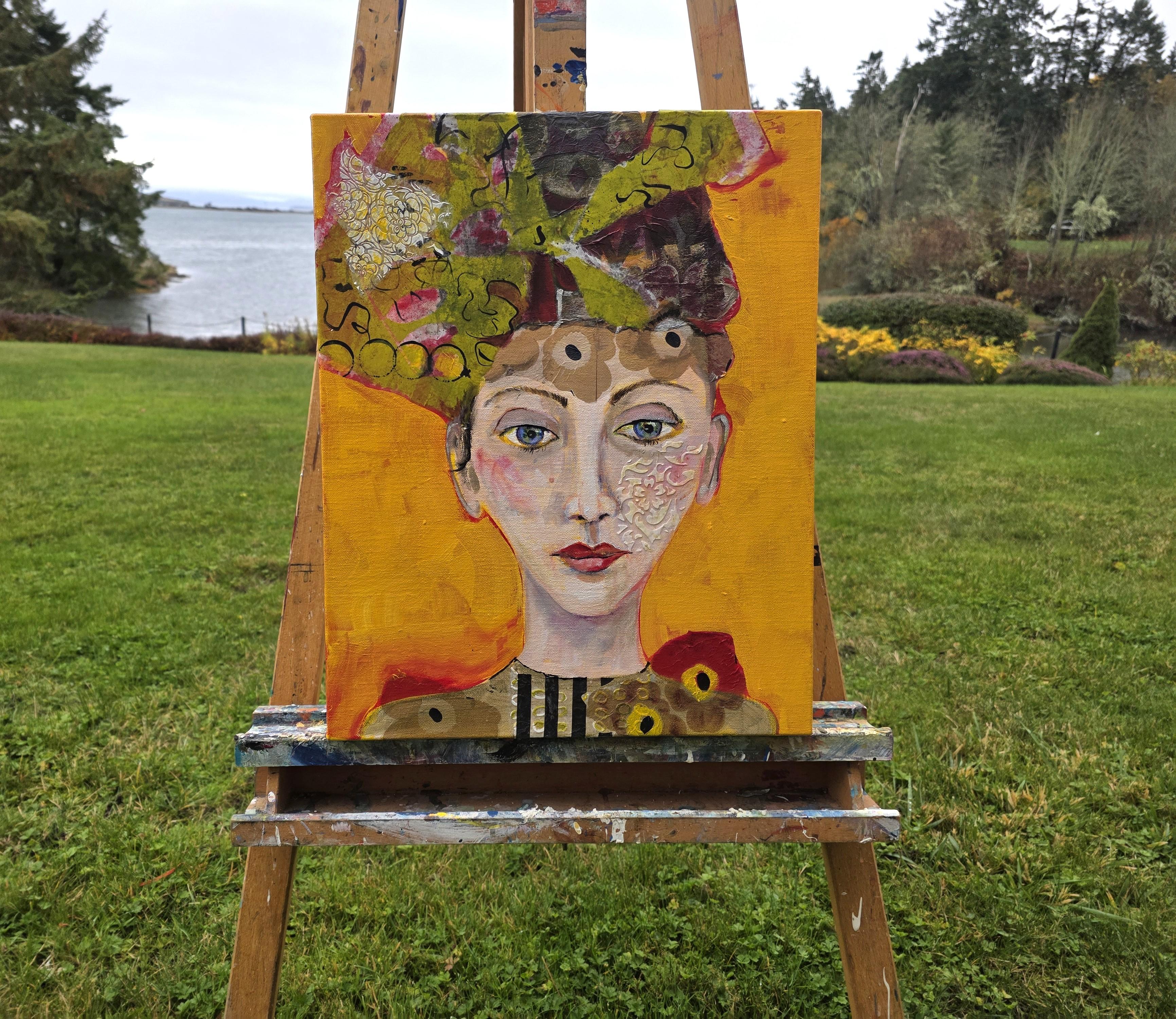 <p>Kommentare des Künstlers<br>Der Künstler Arden Rose reflektiert in diesem lebendigen Gemälde über die unzähligen Rollen, die wir im Laufe unseres Lebens annehmen. Abstrakte Elemente und kräftige Farben verflechten sich zu einer Komposition, die