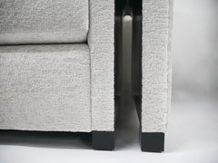 Arden sofa with velvet fabric and opening in arms with inside wood panels