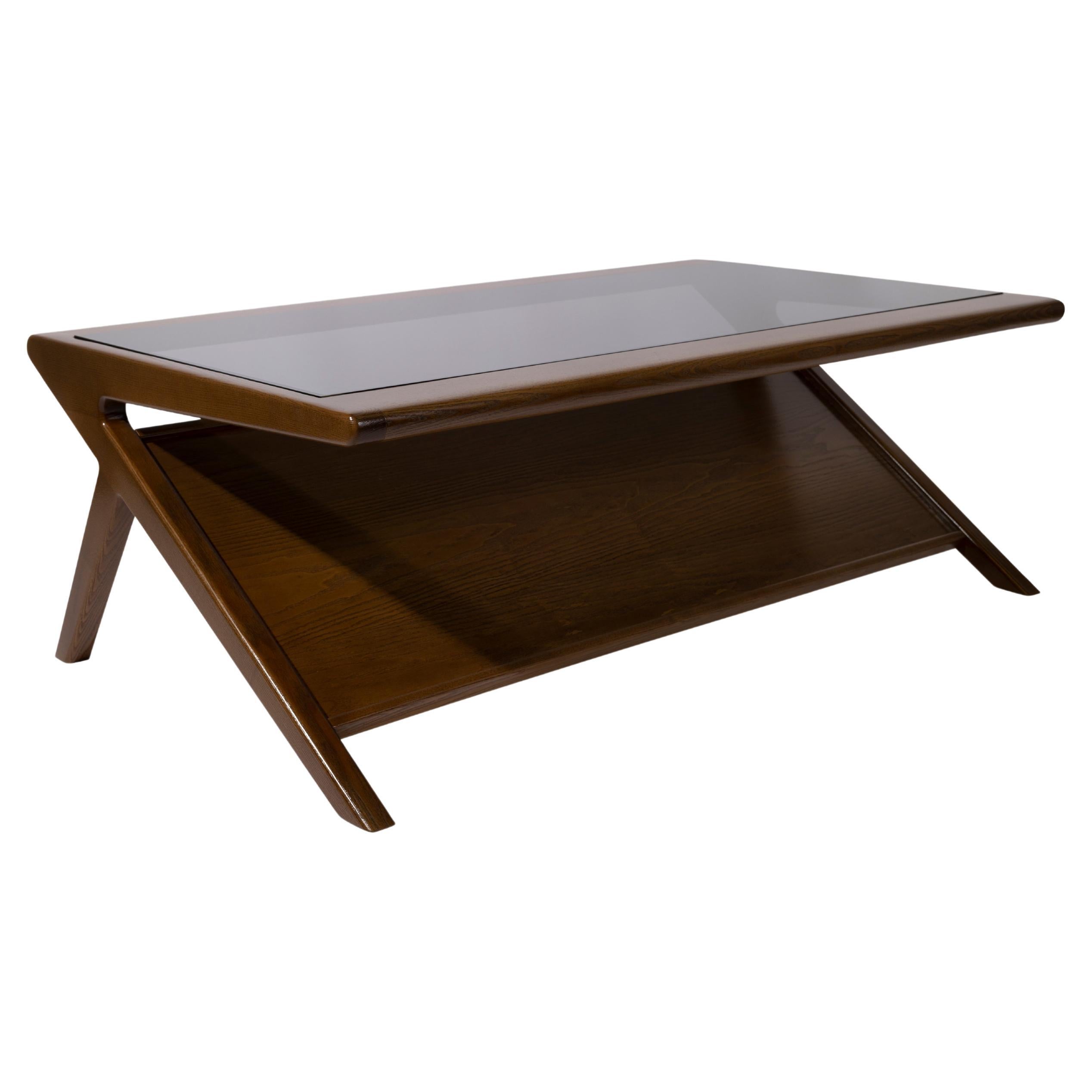 Arden Wood Brown Coffee Table with Glass