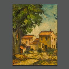 1940s Pintura italiana de paisaje firmada por Ardengo Soffici