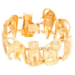 Vintage Ardian 14K Yellow Gold Feline Motif Bracelet