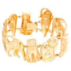 Ardian Pulsera de Oro Amarillo de 14 K con Motivo Felino