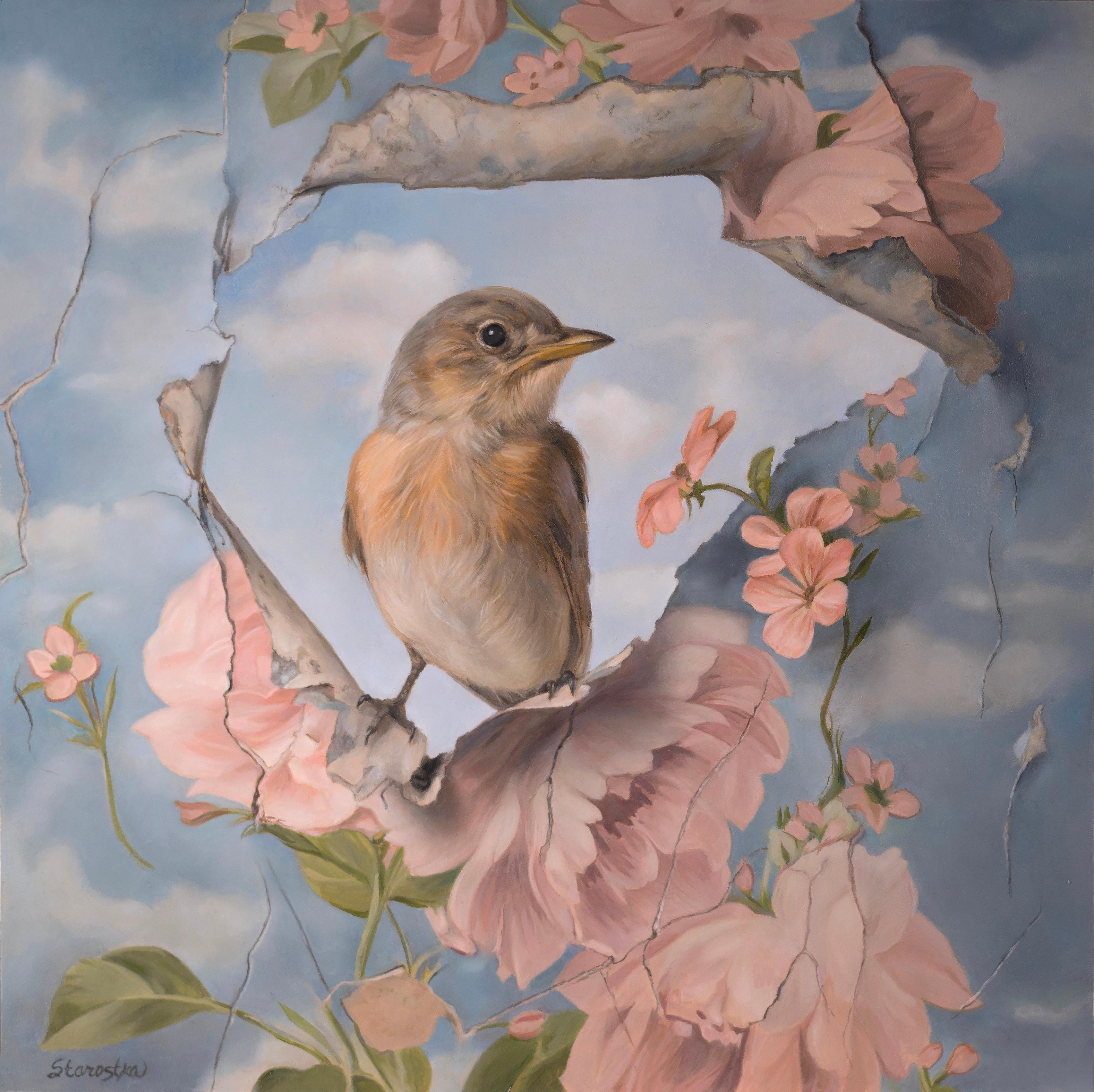 Animal Painting Ardith Starostka - "The Space Between" (2025) Peinture animalière à l
huile sur Museum Series Gessobord