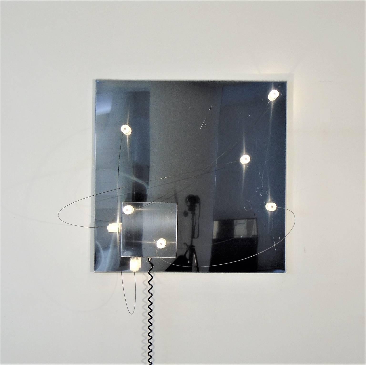Polished ARDITI 1972 Wall Lamp Chromed Steel with Movable Lucite Lights BT, Sormani Italy For Sale