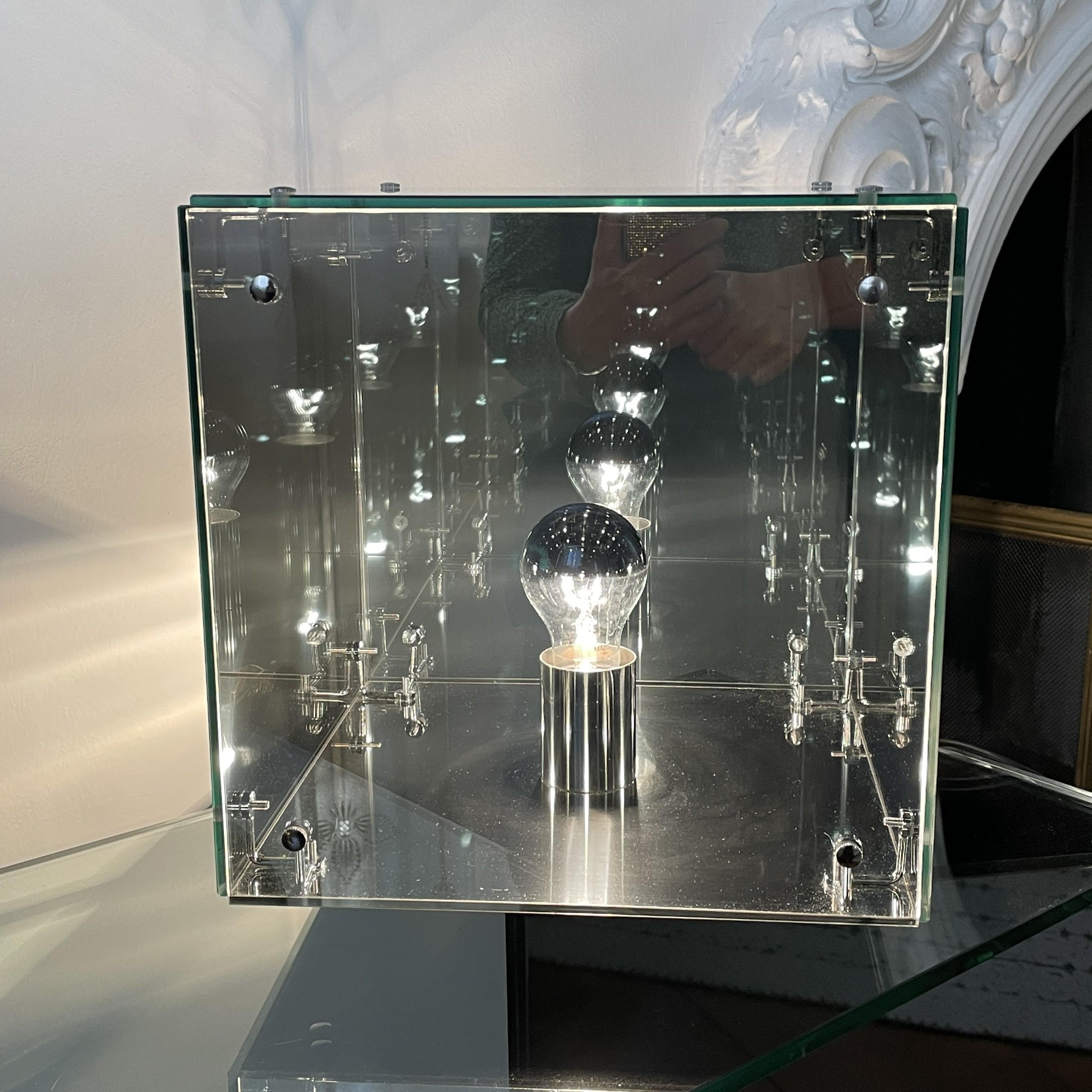 Steel ARDITI Smoked Gray Mirrored Glass Table Lamp Prismar 2 for Sormani, Italy, 1972 For Sale