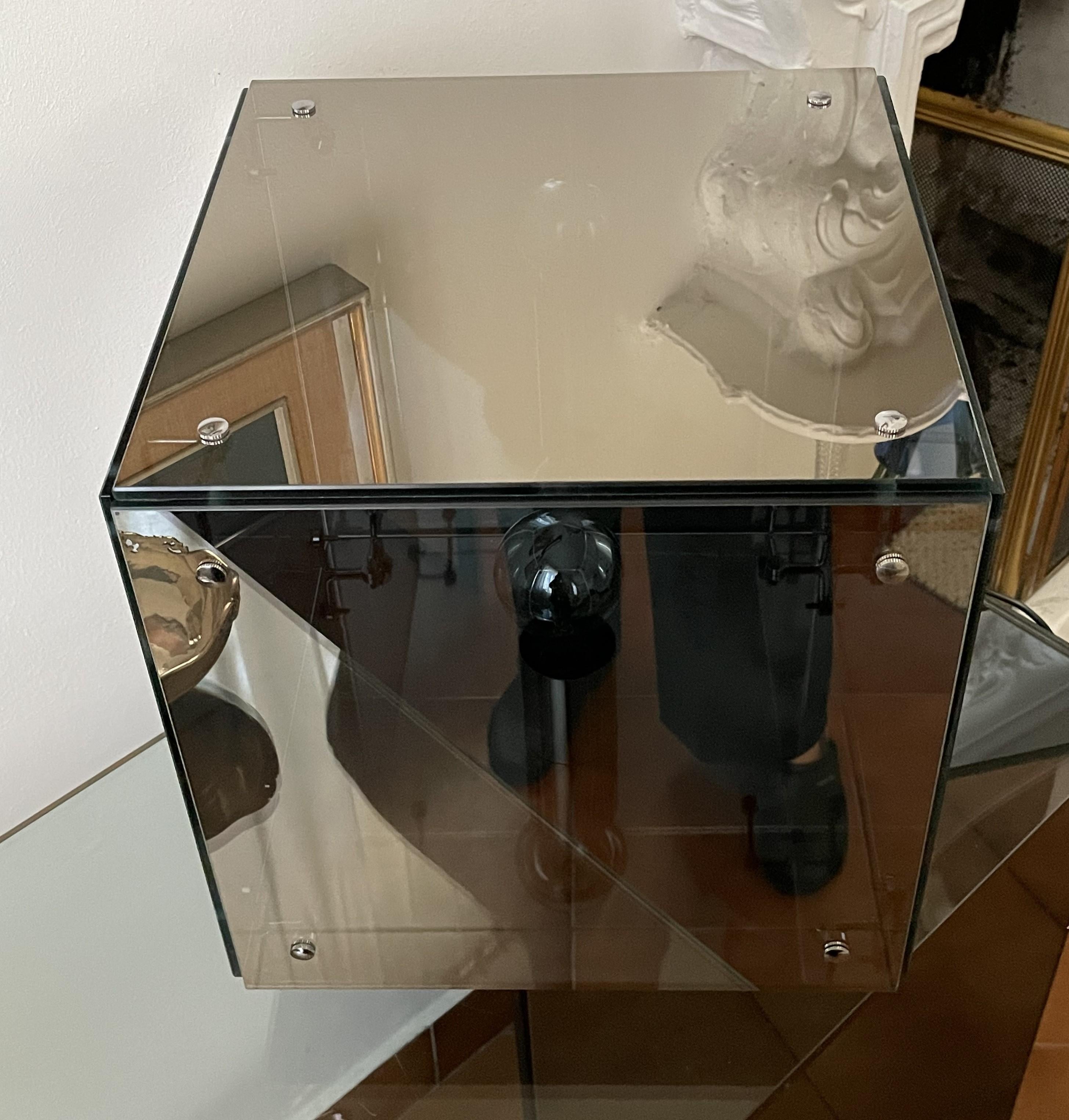 ARDITI Smoked Gray Mirrored Glass Table Lamp Prismar 2 for Sormani, Italy, 1972 For Sale 2