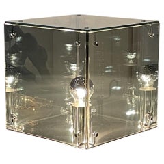 ARDITI Rauchgraue verspiegelte Glas-Tischlampe Prismar 2 für Sormani, Italien, 1972