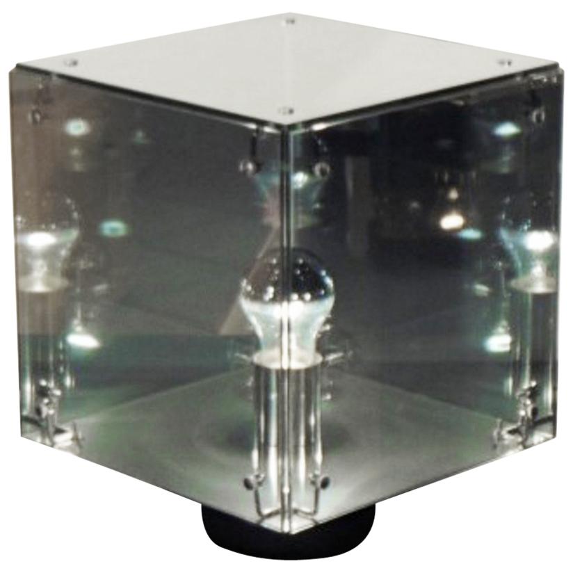 A.R.D.I.T.I. Table Lamp Smoked Gray Mirrored Glass Prismar 2, Sormani 1972 