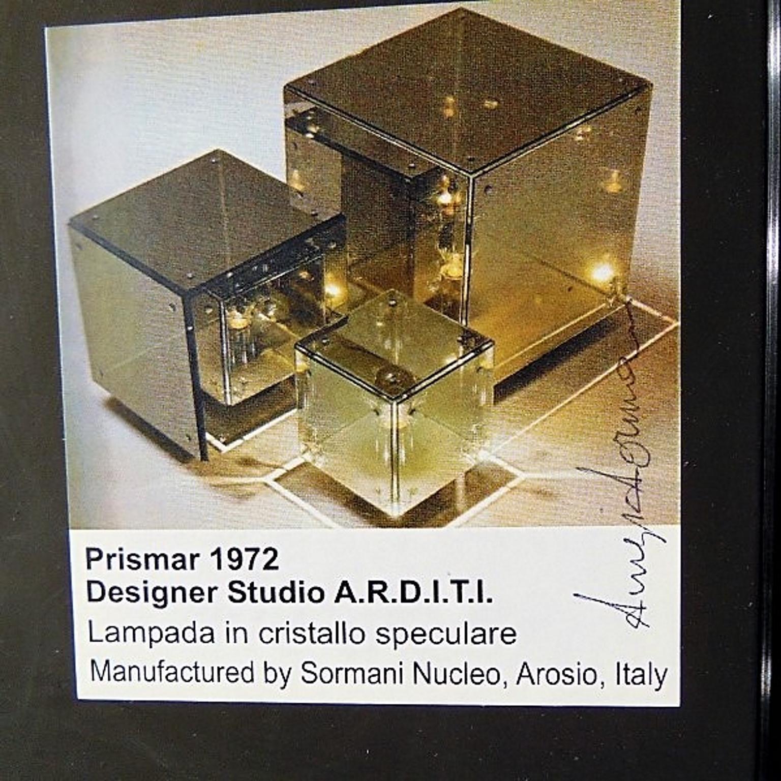 1972 A.R.D.I.T.I. Large Mirrorpan Table Lamp Prismar 3 by Sormani Nucleo, Italy 3