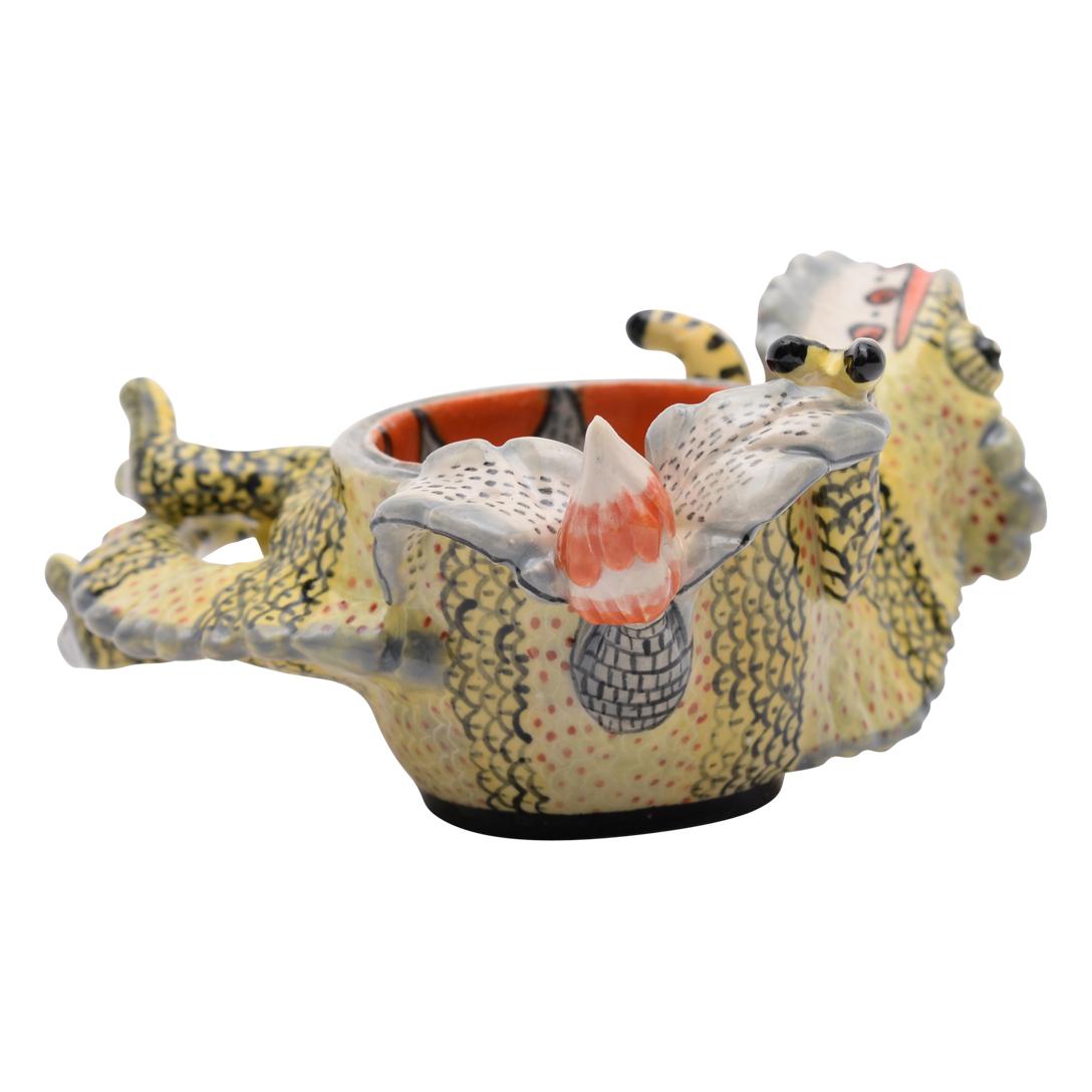 South African Ardmore Ceramic Chameleon Egg Cup, hand made in South Africa