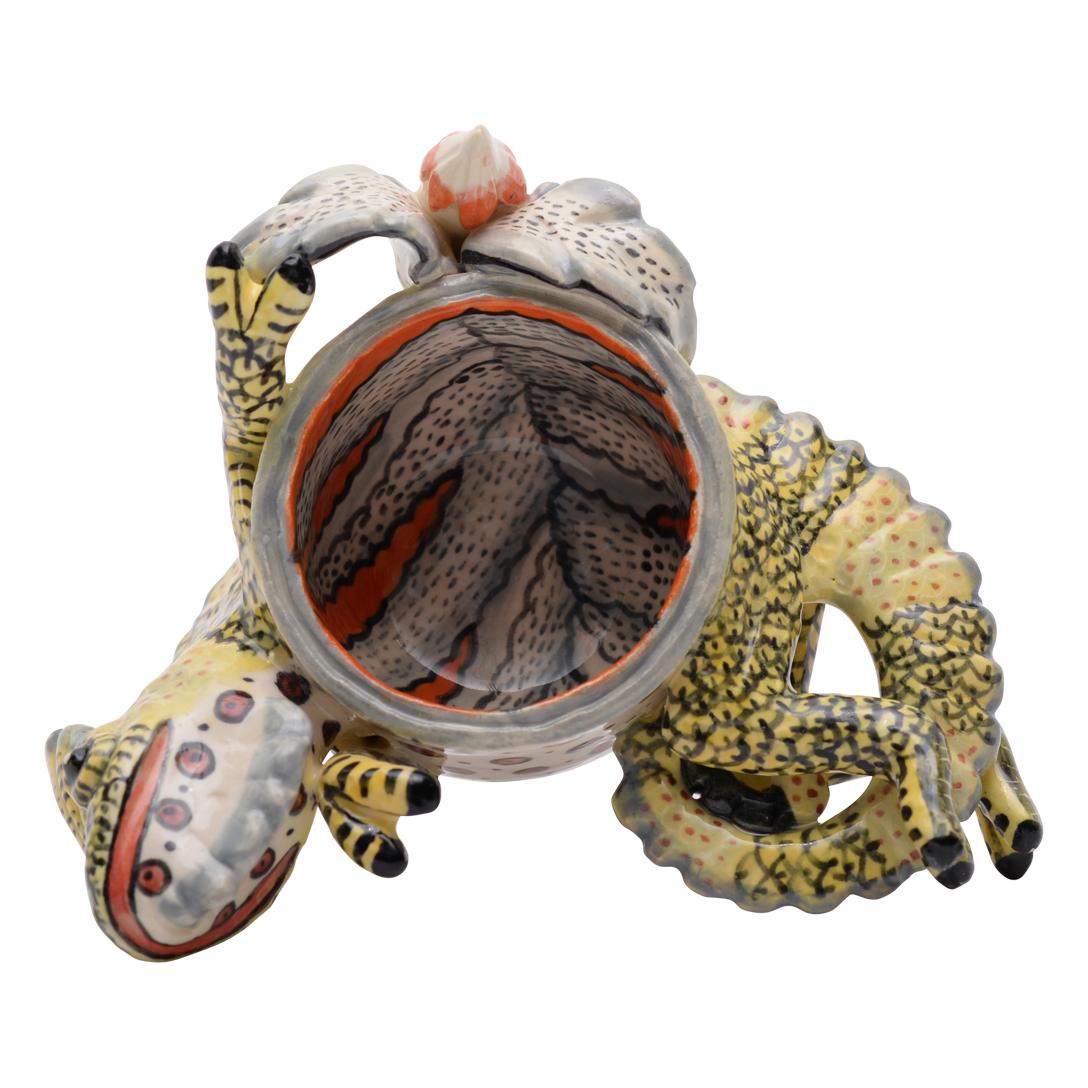 Fired Ardmore Ceramic Chameleon Egg Cup, hand made in South Africa