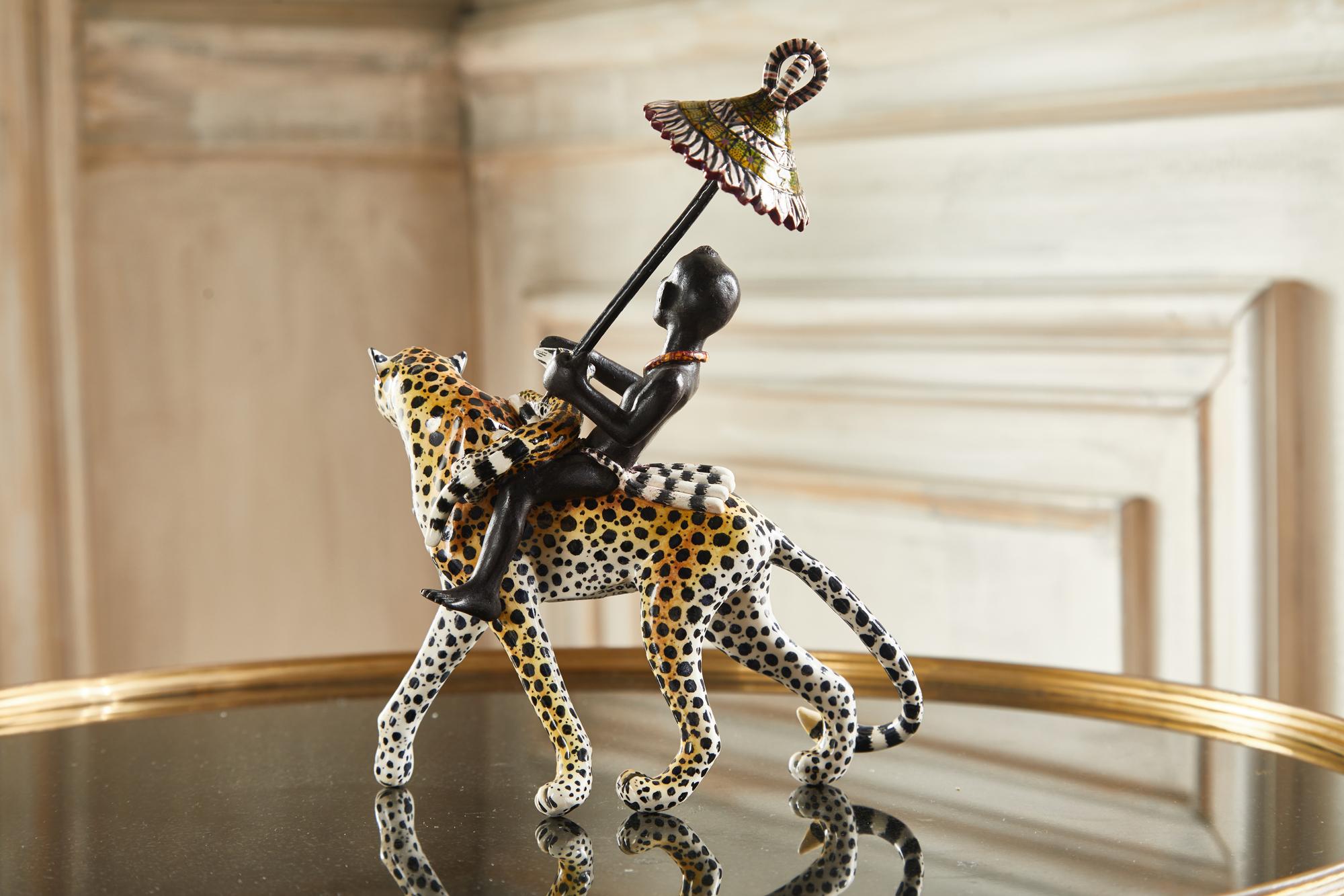 Contemporary Ardmore Ceramic Cheetah Rider