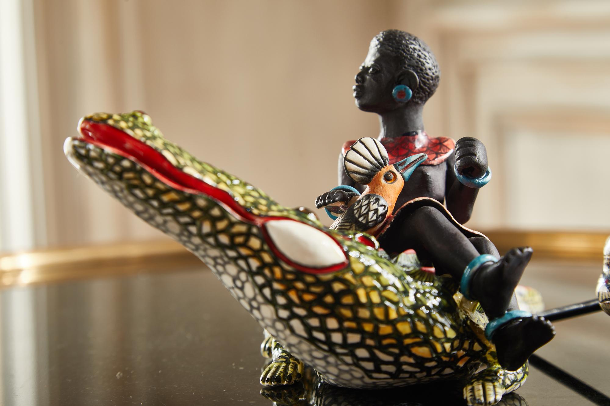 Ardmore Ceramic Crocodile Rider In New Condition For Sale In Jersey City, NJ