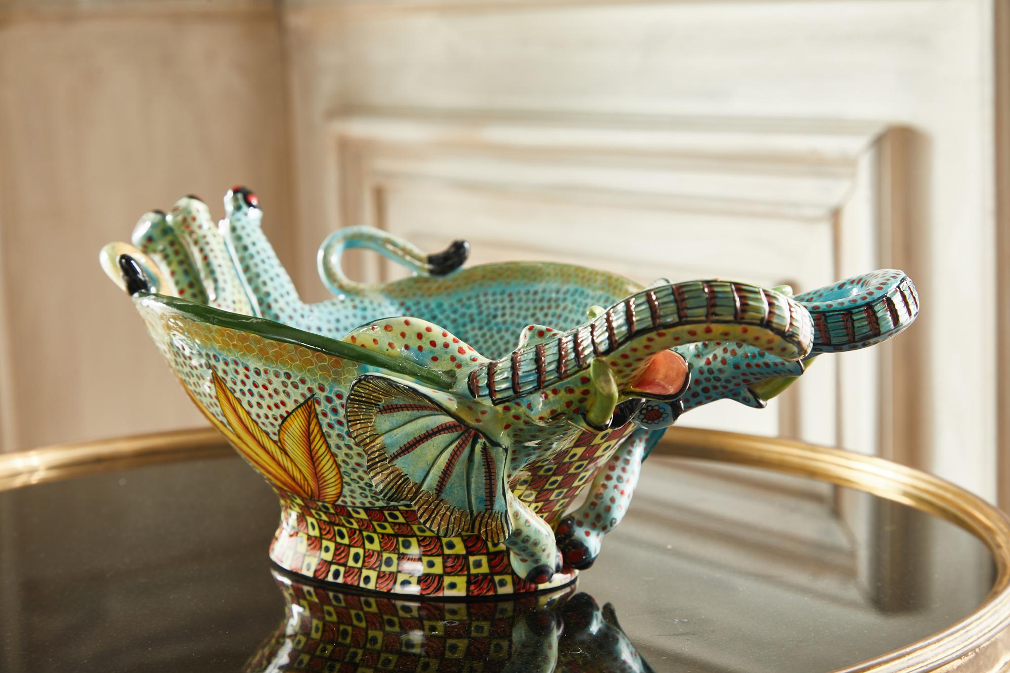 Contemporary Ardmore Ceramic Elephant Center Piece