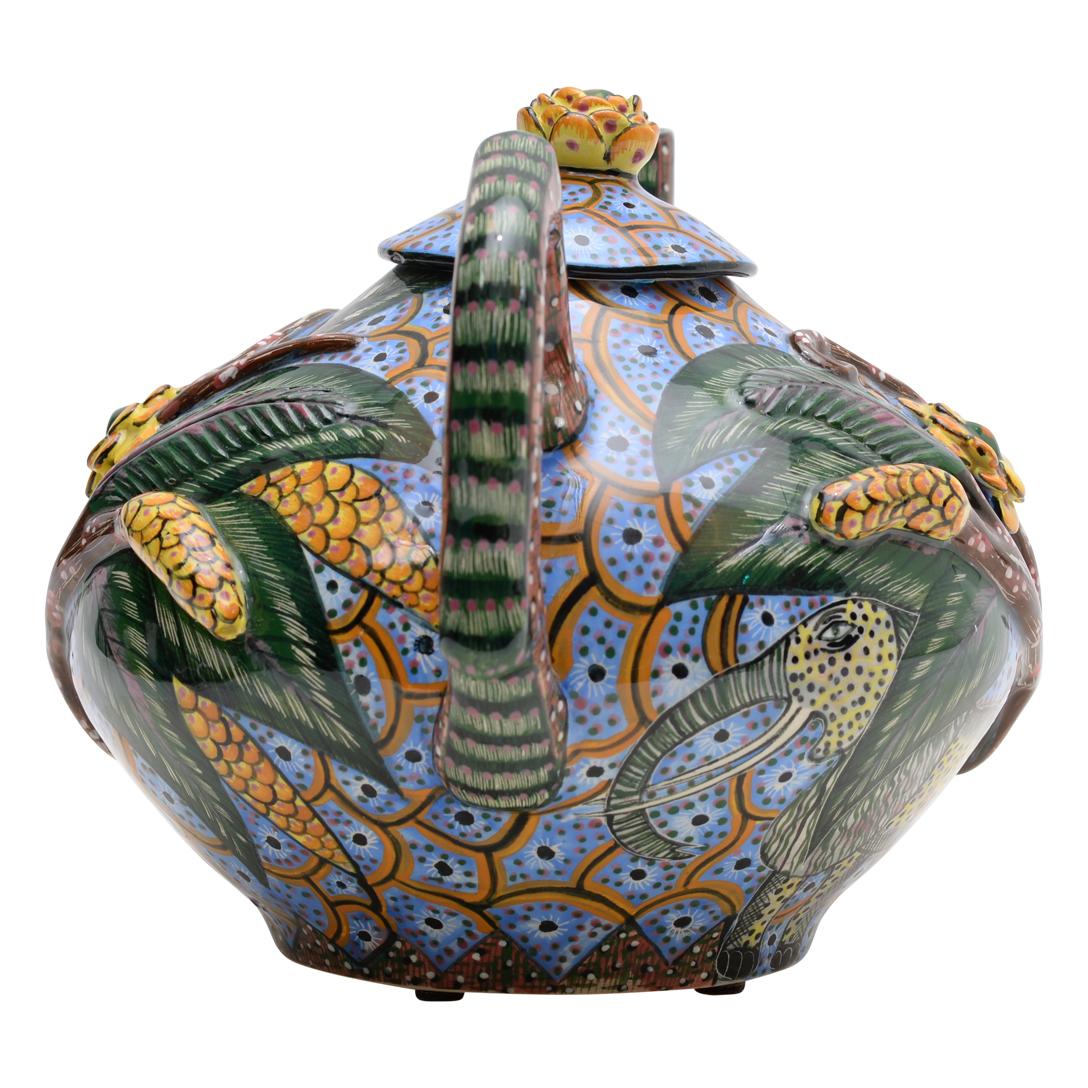 Modern Ardmore Ceramic Elephant Teapot, hand made in South Africa