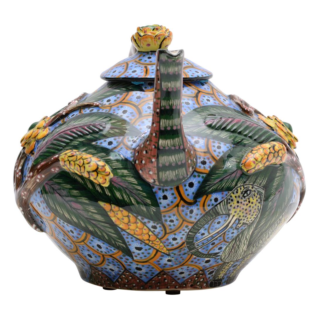 South African Ardmore Ceramic Elephant Teapot, hand made in South Africa