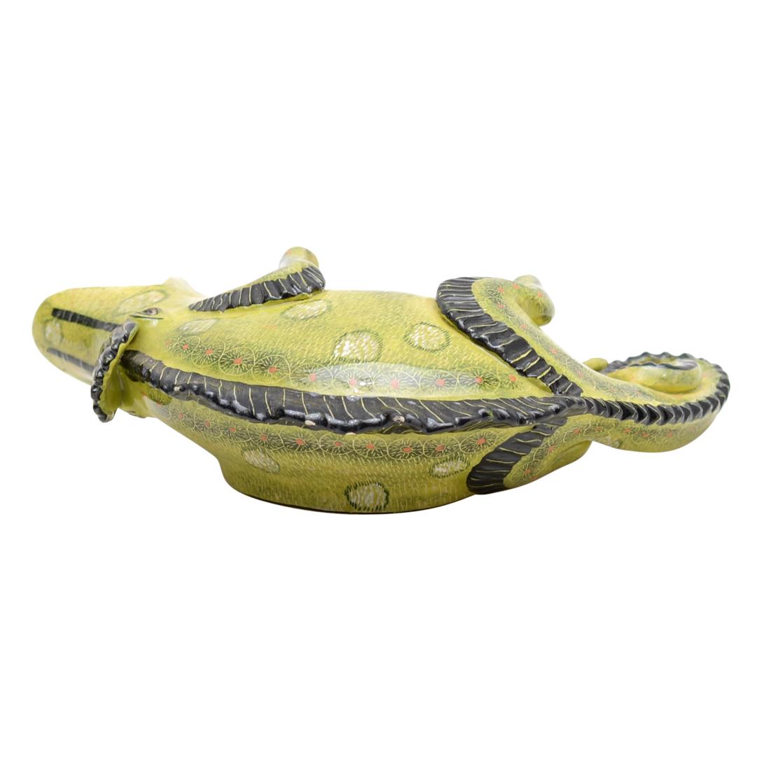 Modern Ardmore Ceramic Lizard Sculpture, hand made in South Africa For Sale