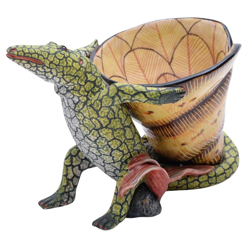 Ardmore Ceramic Lizard Vase, hand made in South Africa For Sale