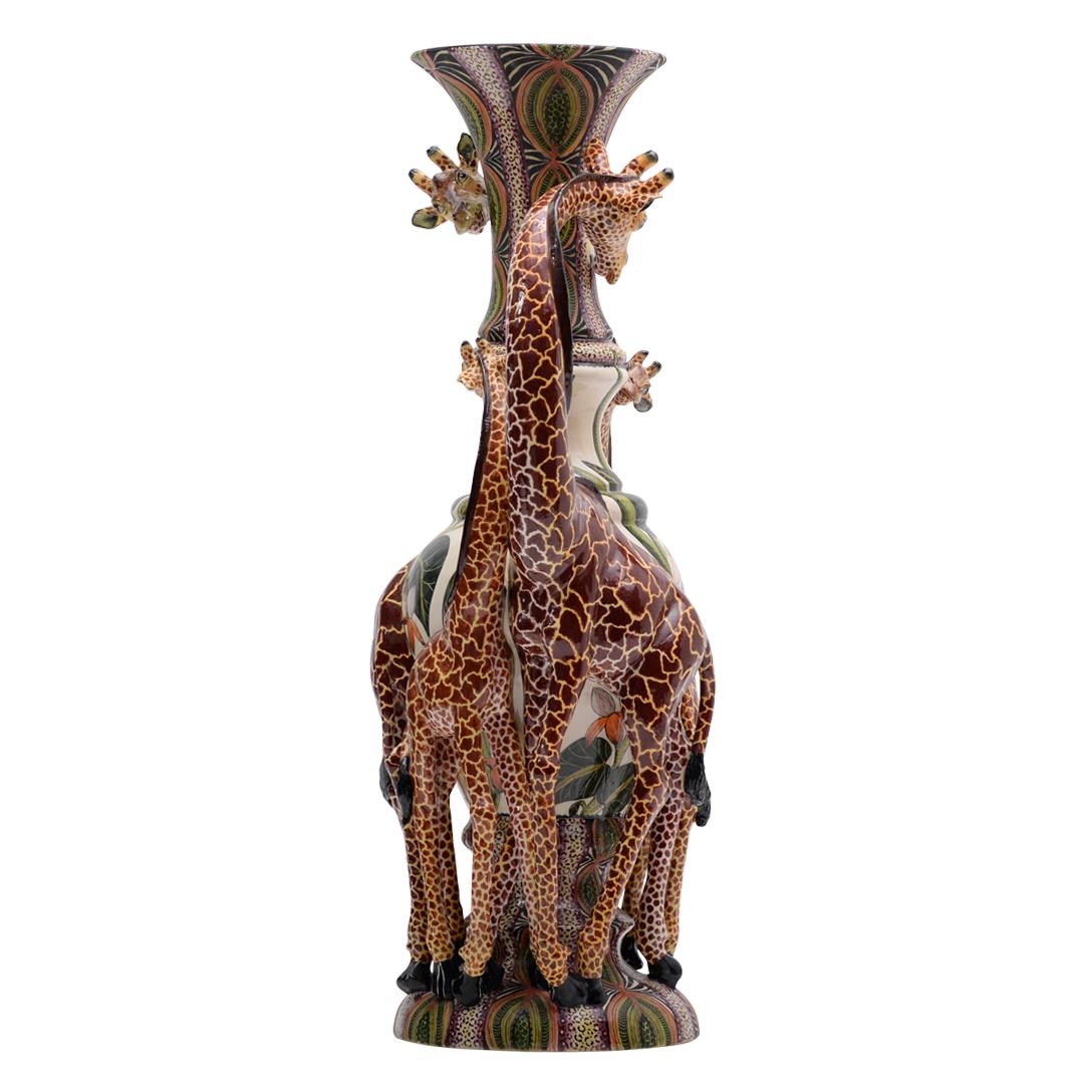Moderne Vase girafe en céramique africaine fabriqué à la main Ardmore en vente