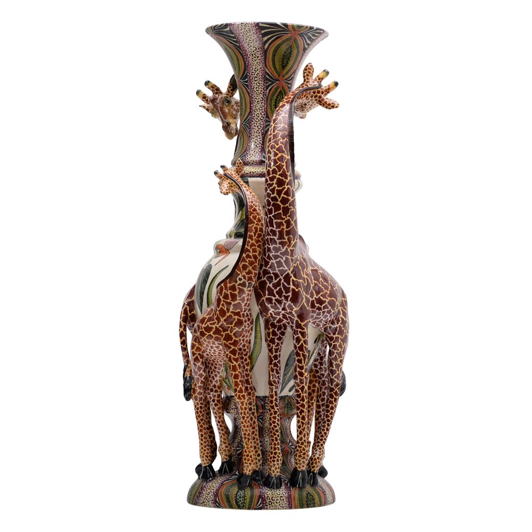 Vernissé Vase girafe en céramique africaine fabriqué à la main Ardmore en vente