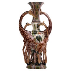 Vase girafe en céramique africaine fabriqué à la main Ardmore